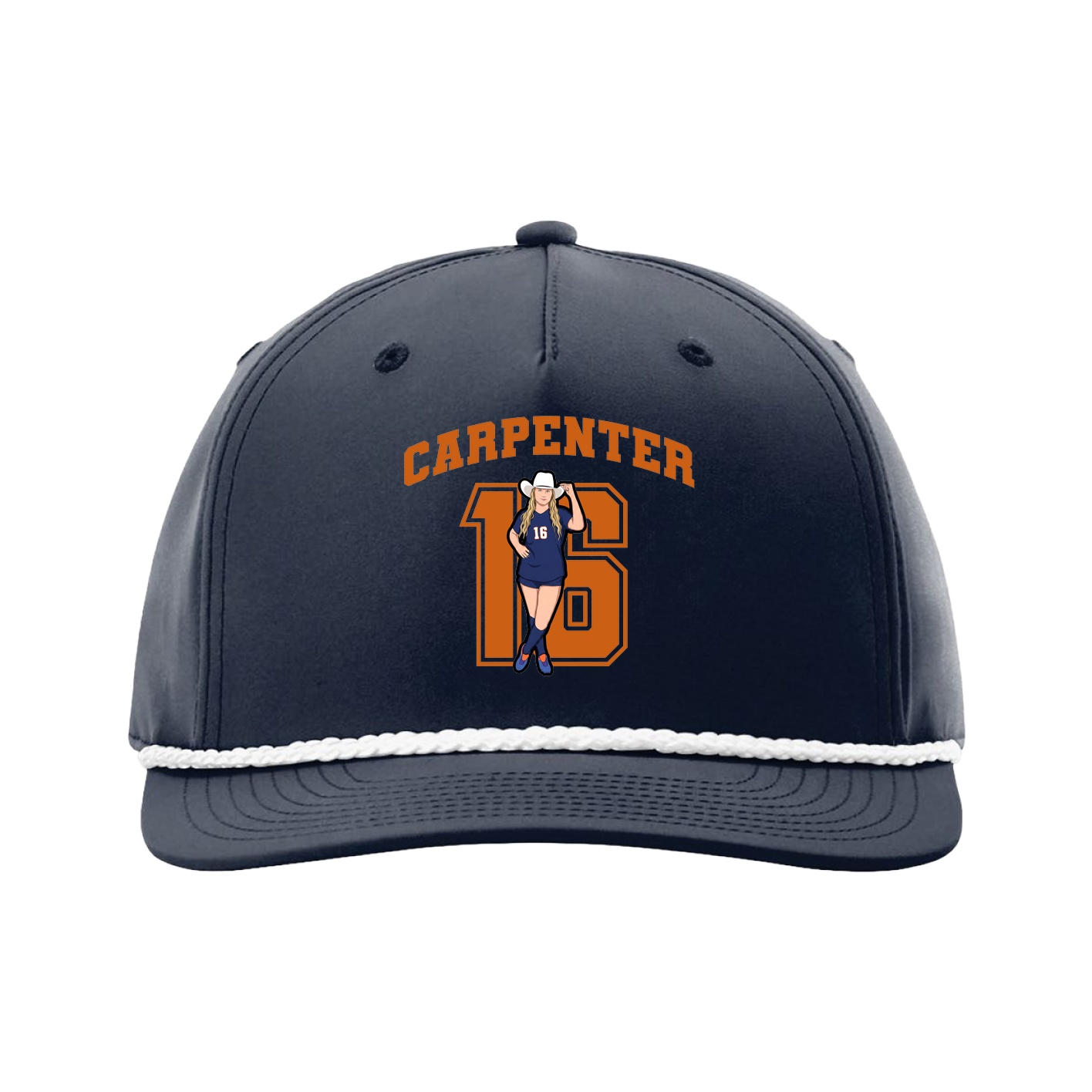 Five-Panel Classic Rope Cap — Number in Navy