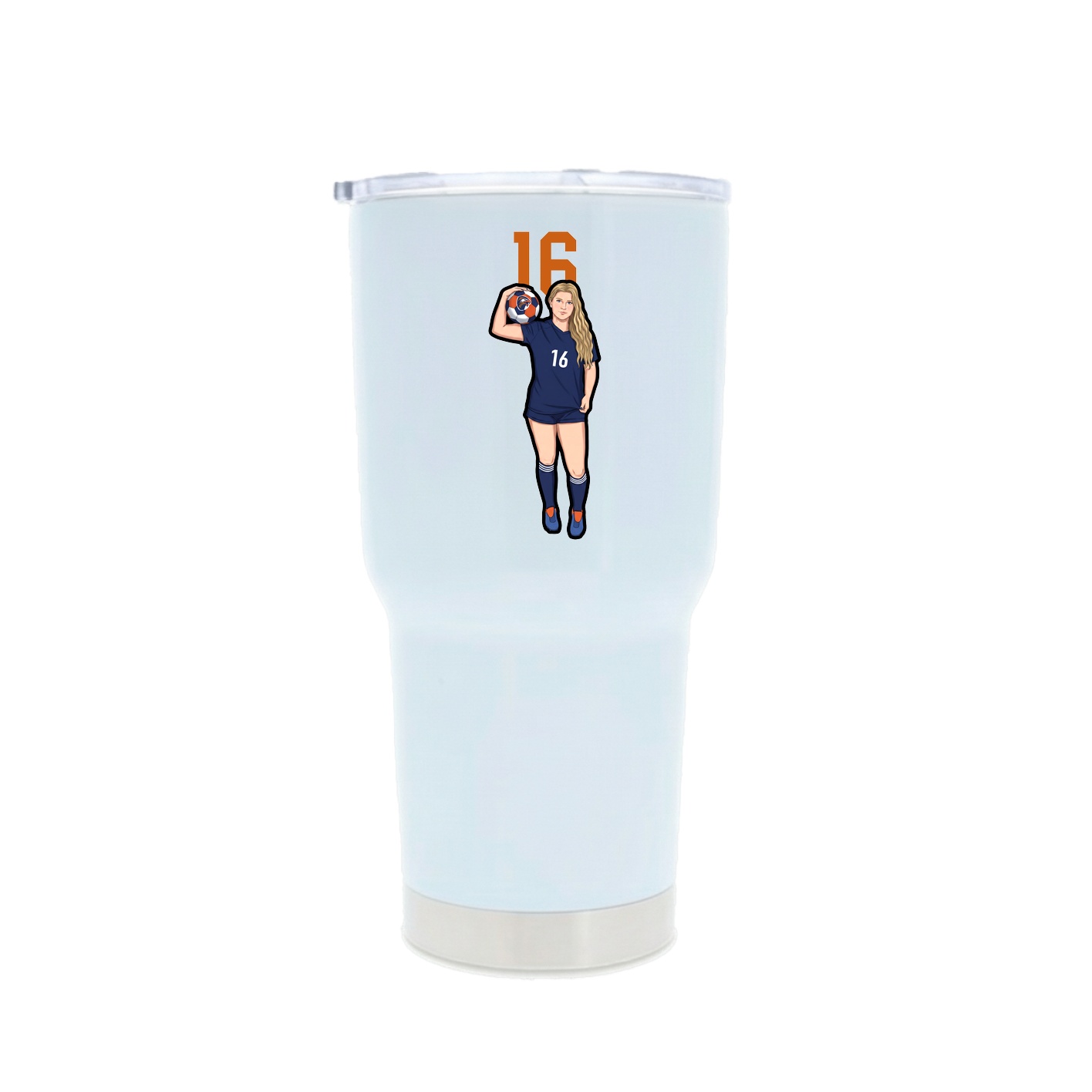 30oz Stainless Steel Tumbler — Number Top in White