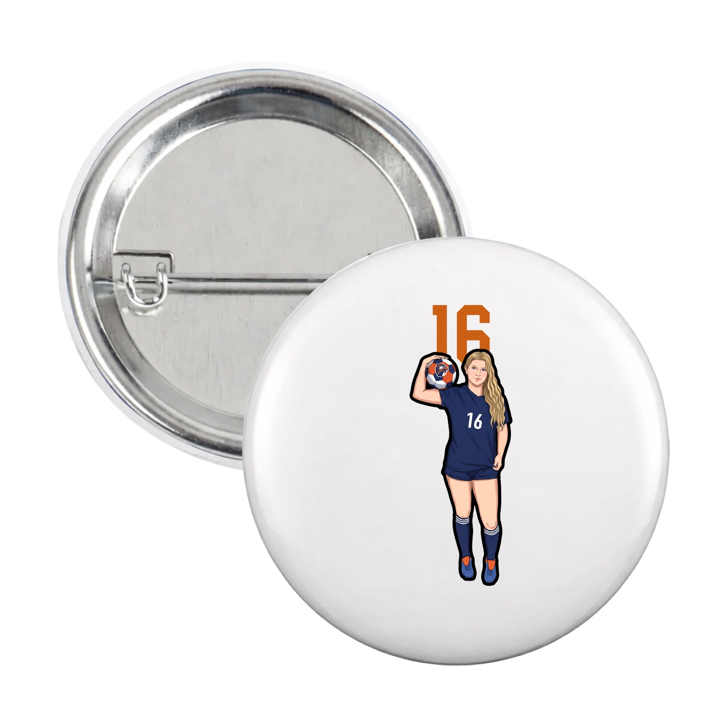Game Day Button — Number Top in White