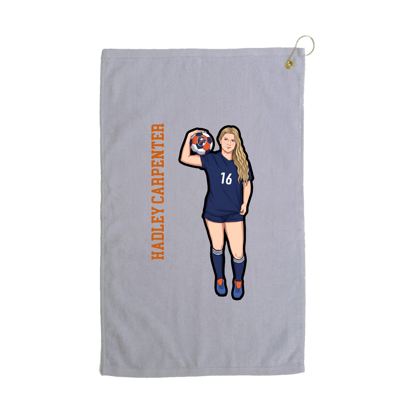 Golf Towel — Name Vertical in Grey