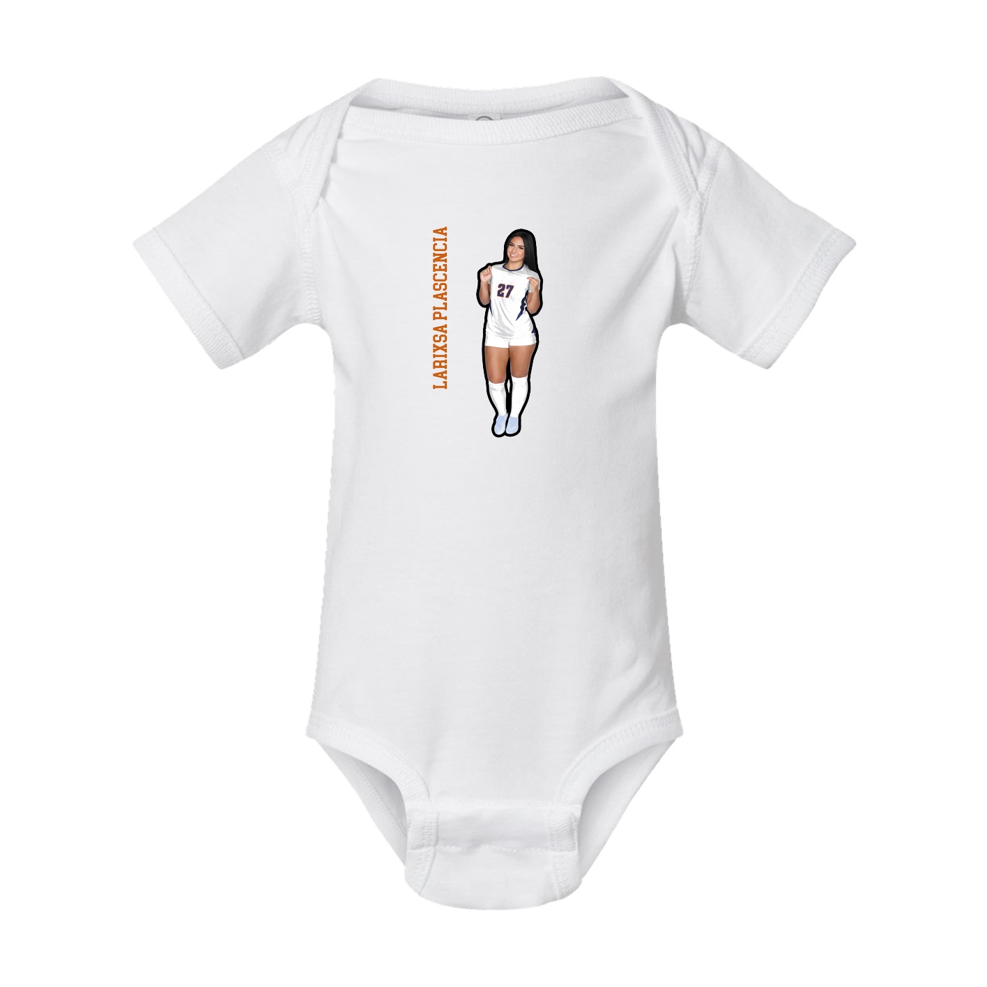 Baby Onesie — Name Vertical in White