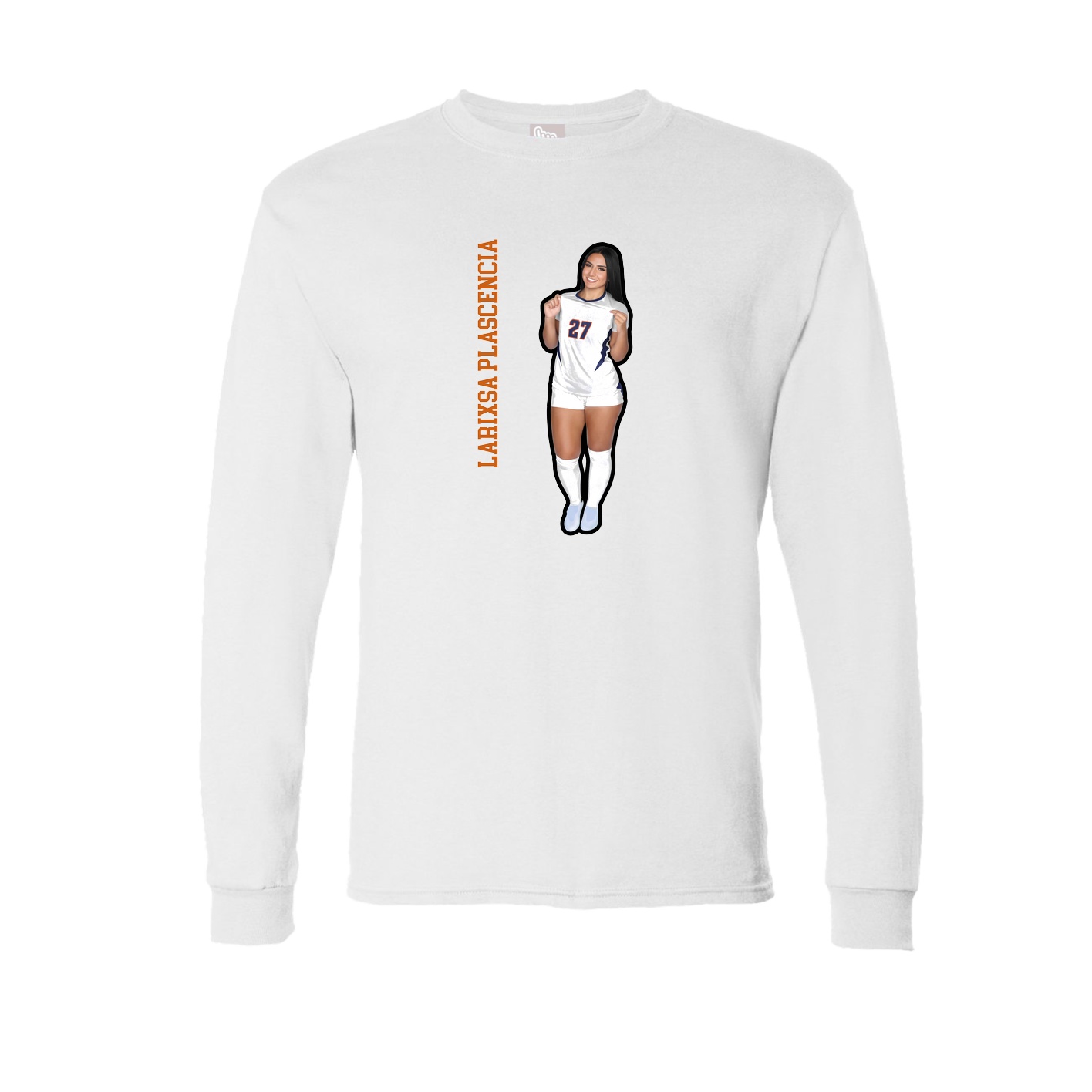 Long Sleeve Tee — Name Vertical in White