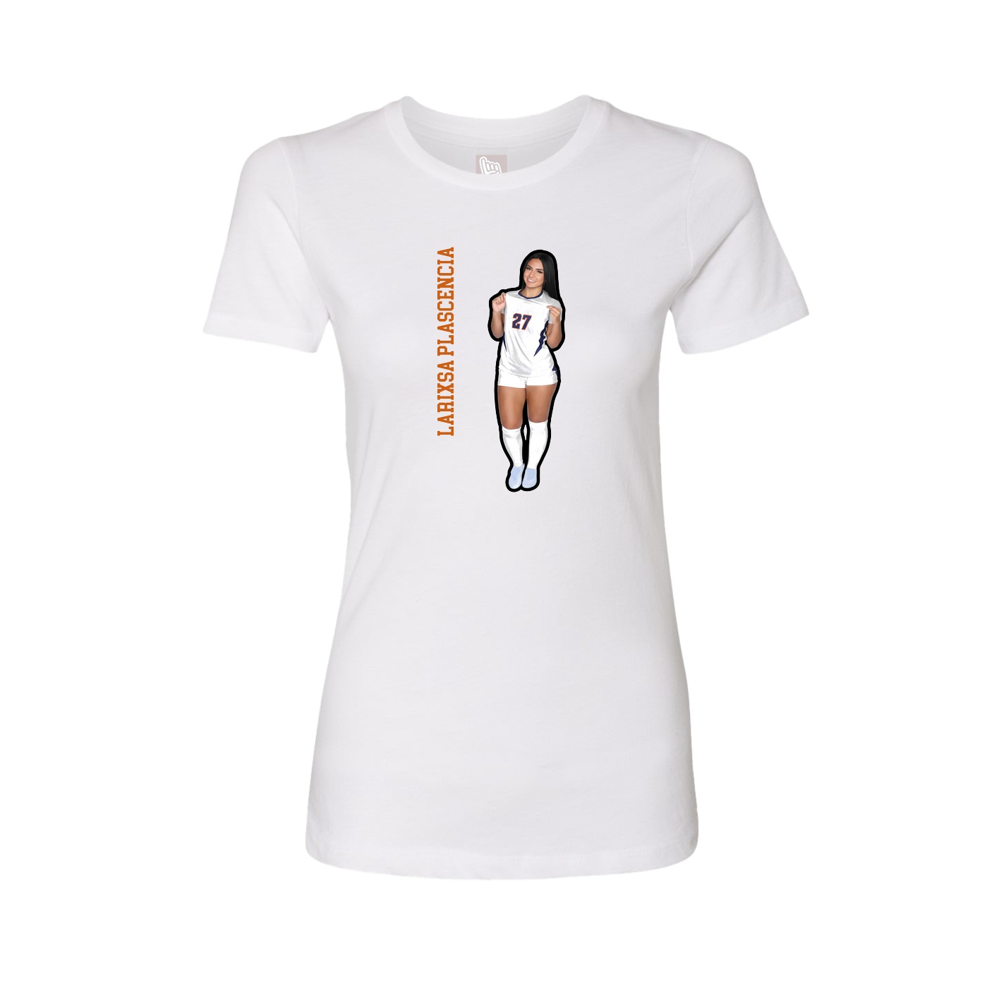 Fitted Women's Tee — Name Vertical in White