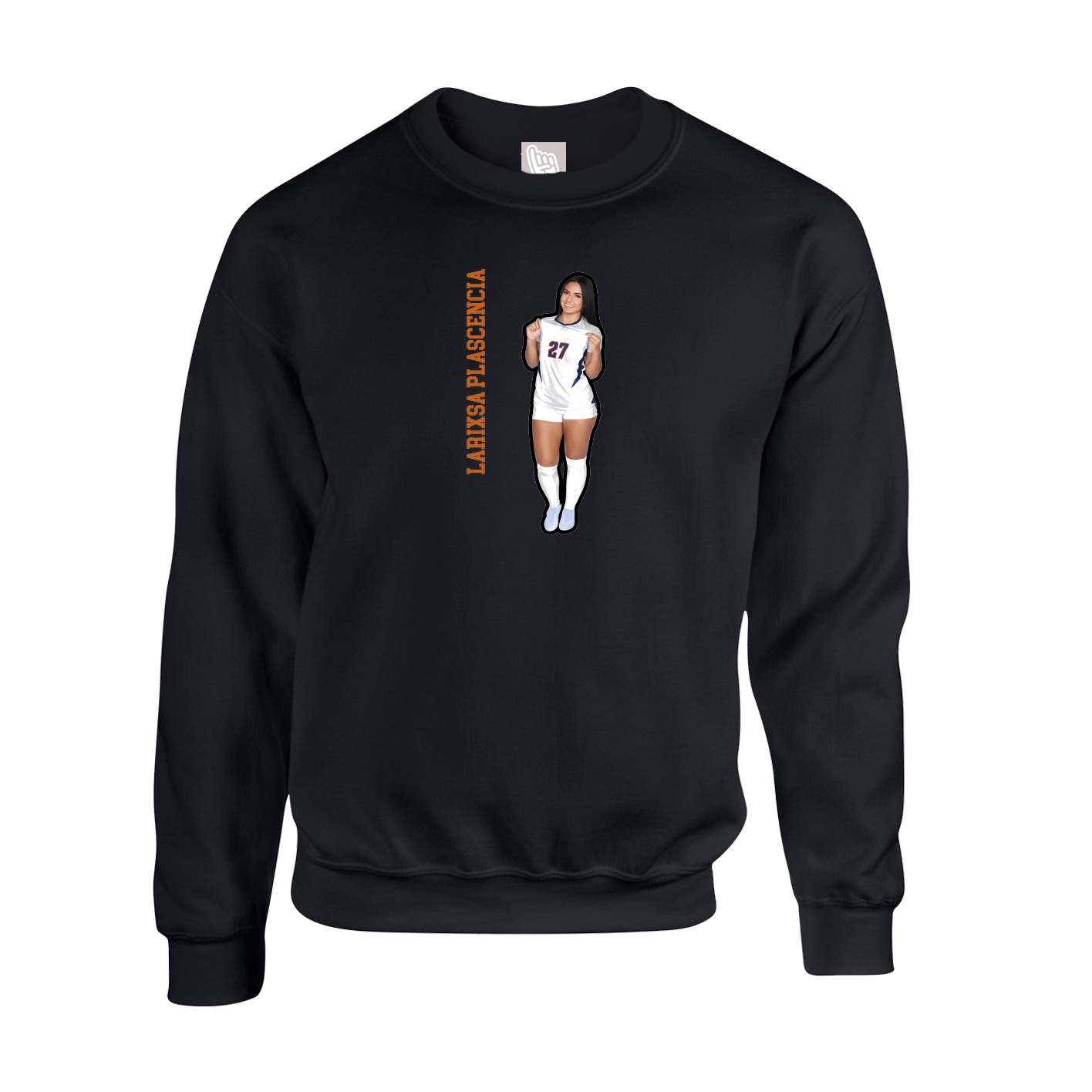 Fleece Crew — Name Vertical in Black