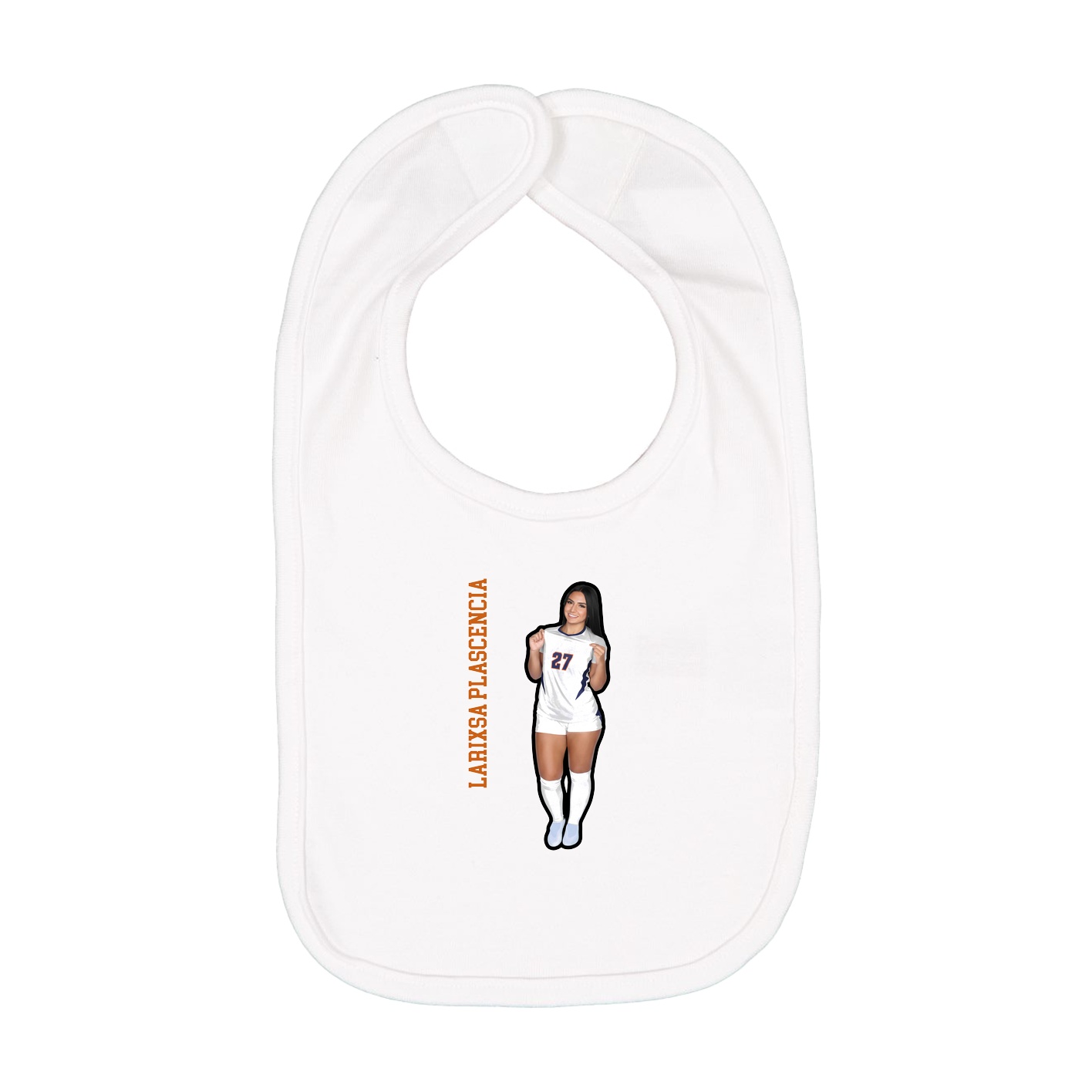 Infant Bib — Name Vertical in White
