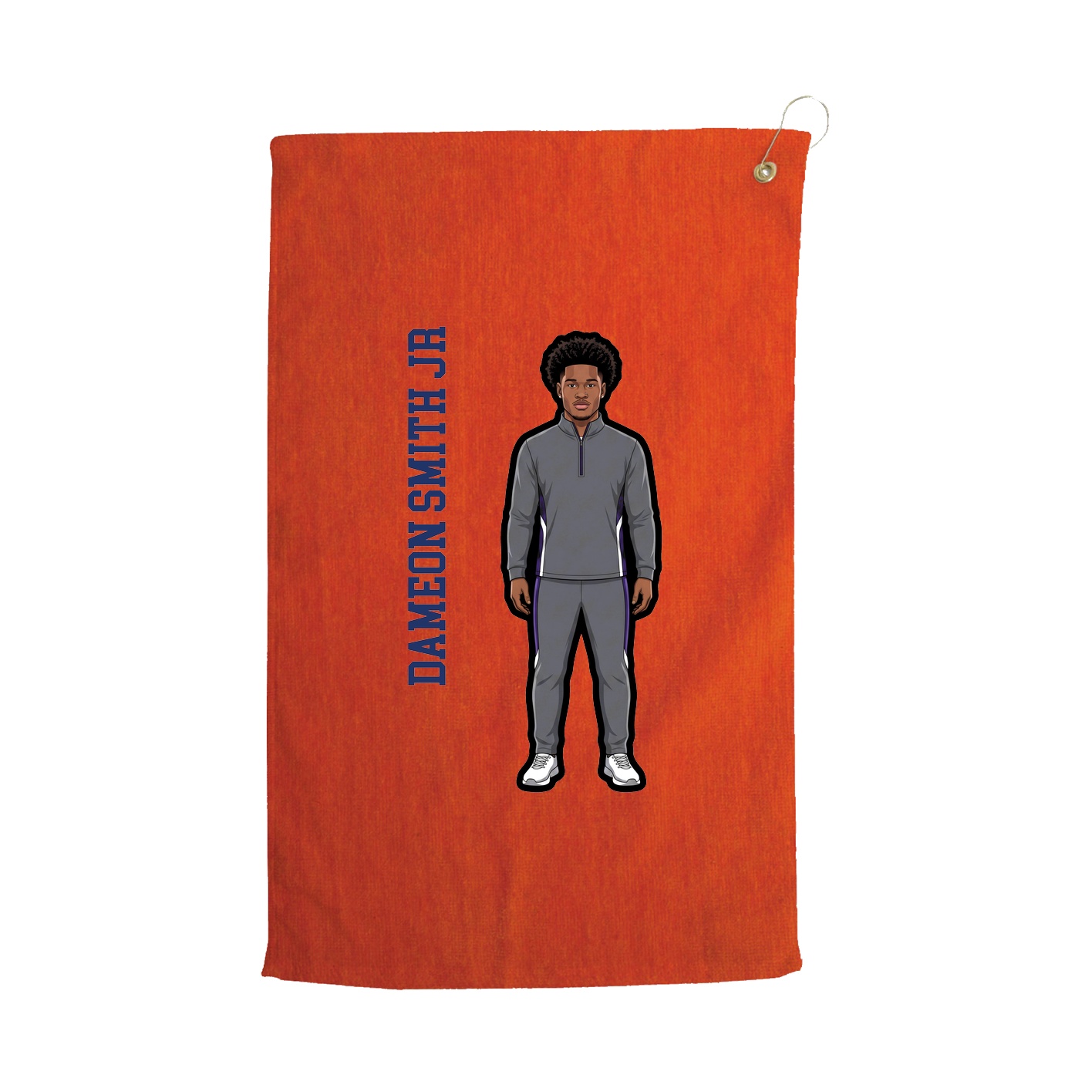 Golf Towel — Name Vertical in Orange