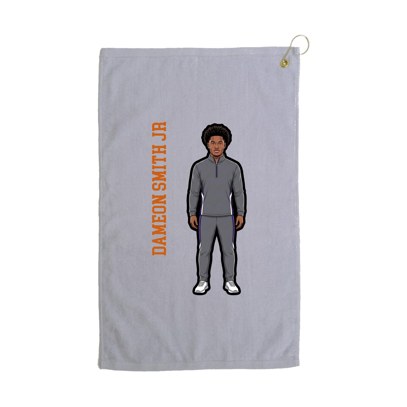 Golf Towel — Name Vertical in Grey