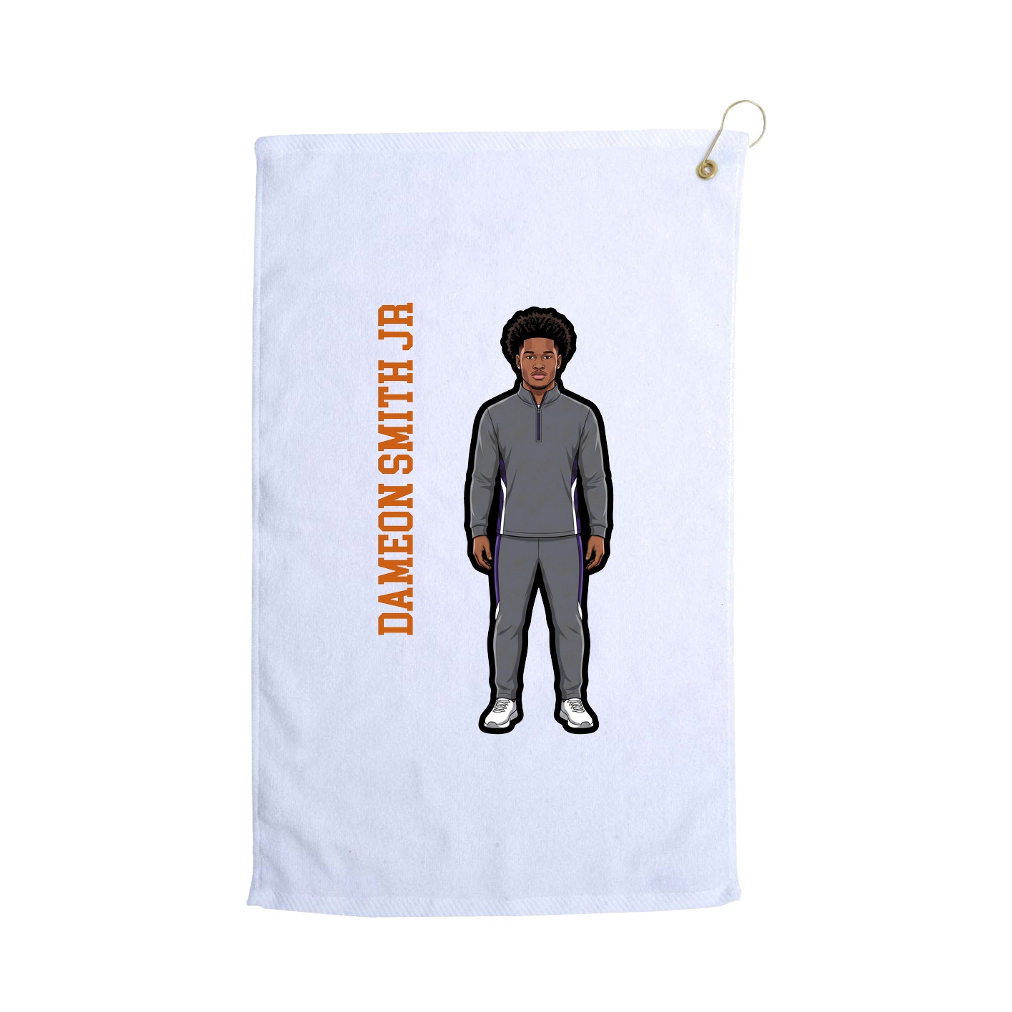 Golf Towel — Name Vertical in White