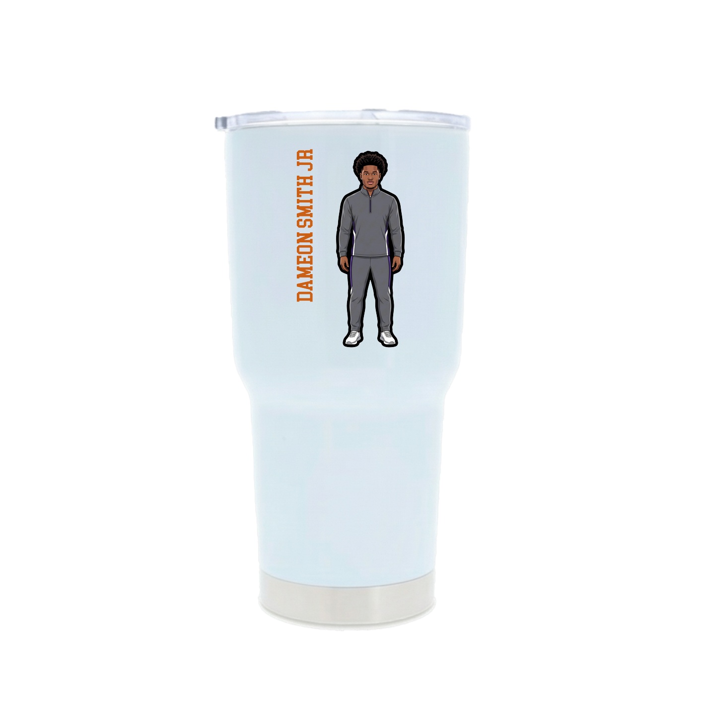 30oz Stainless Steel Tumbler — Name Vertical in White