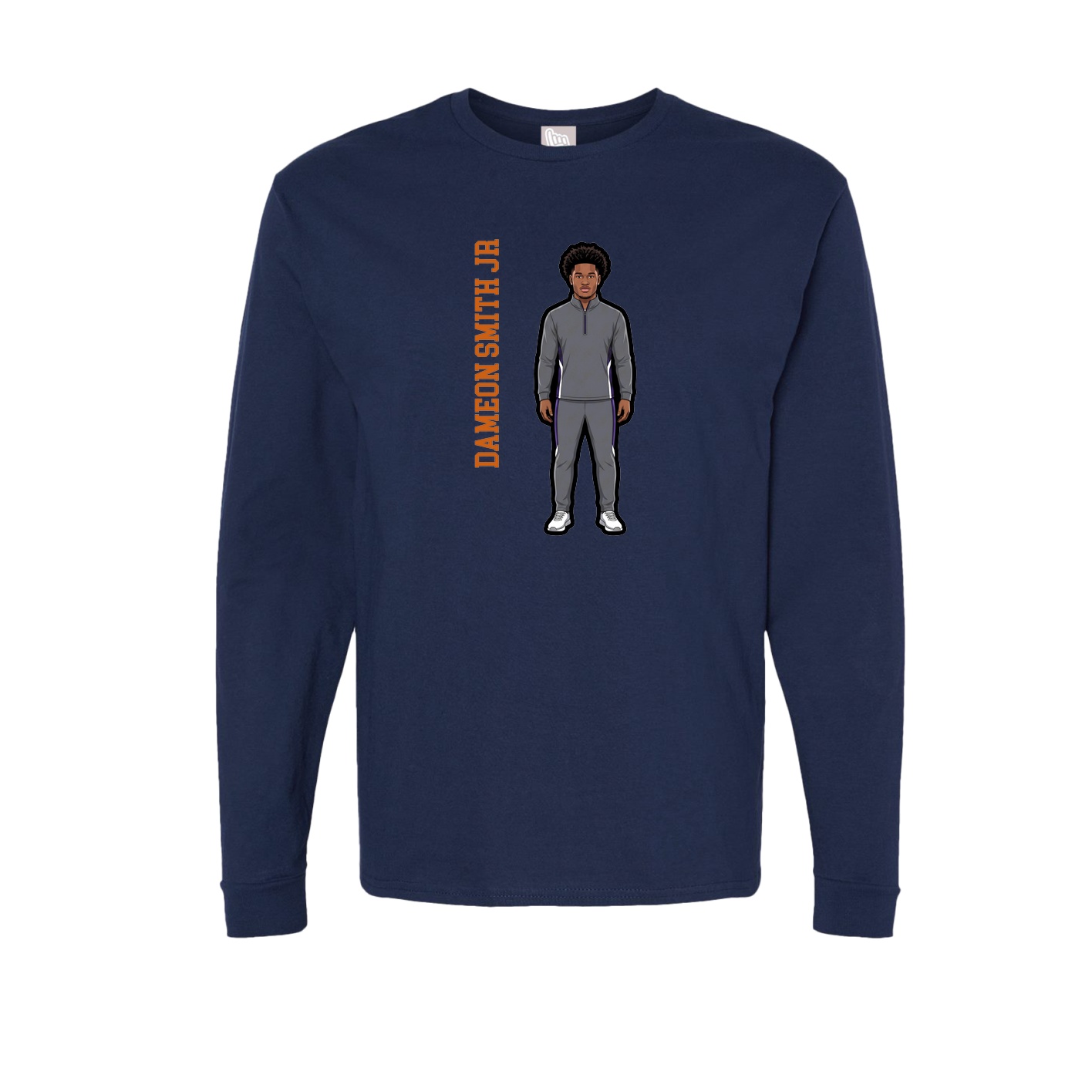 Long Sleeve Tee — Name Vertical in Navy