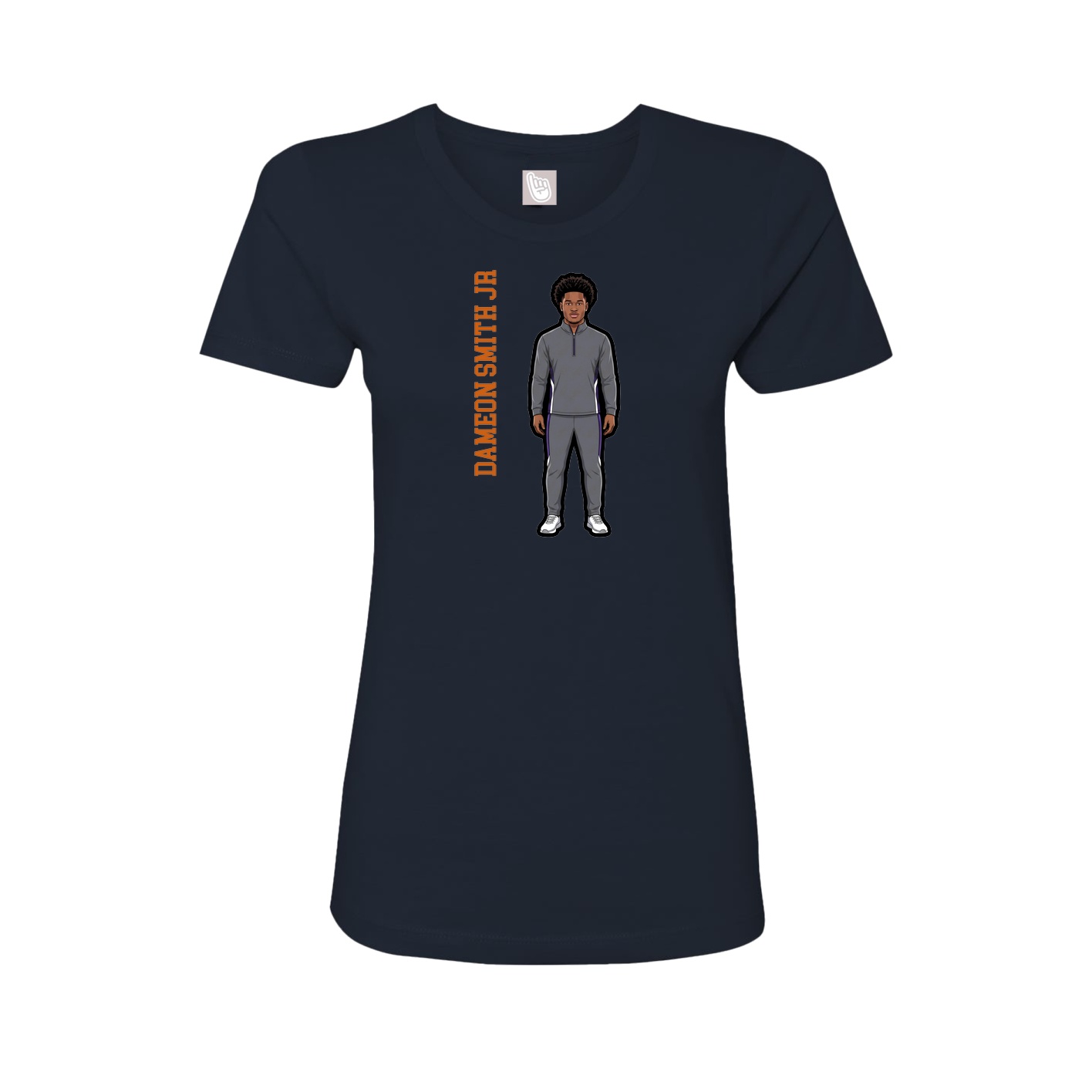 Womens Tee — Name Vertical in Navy