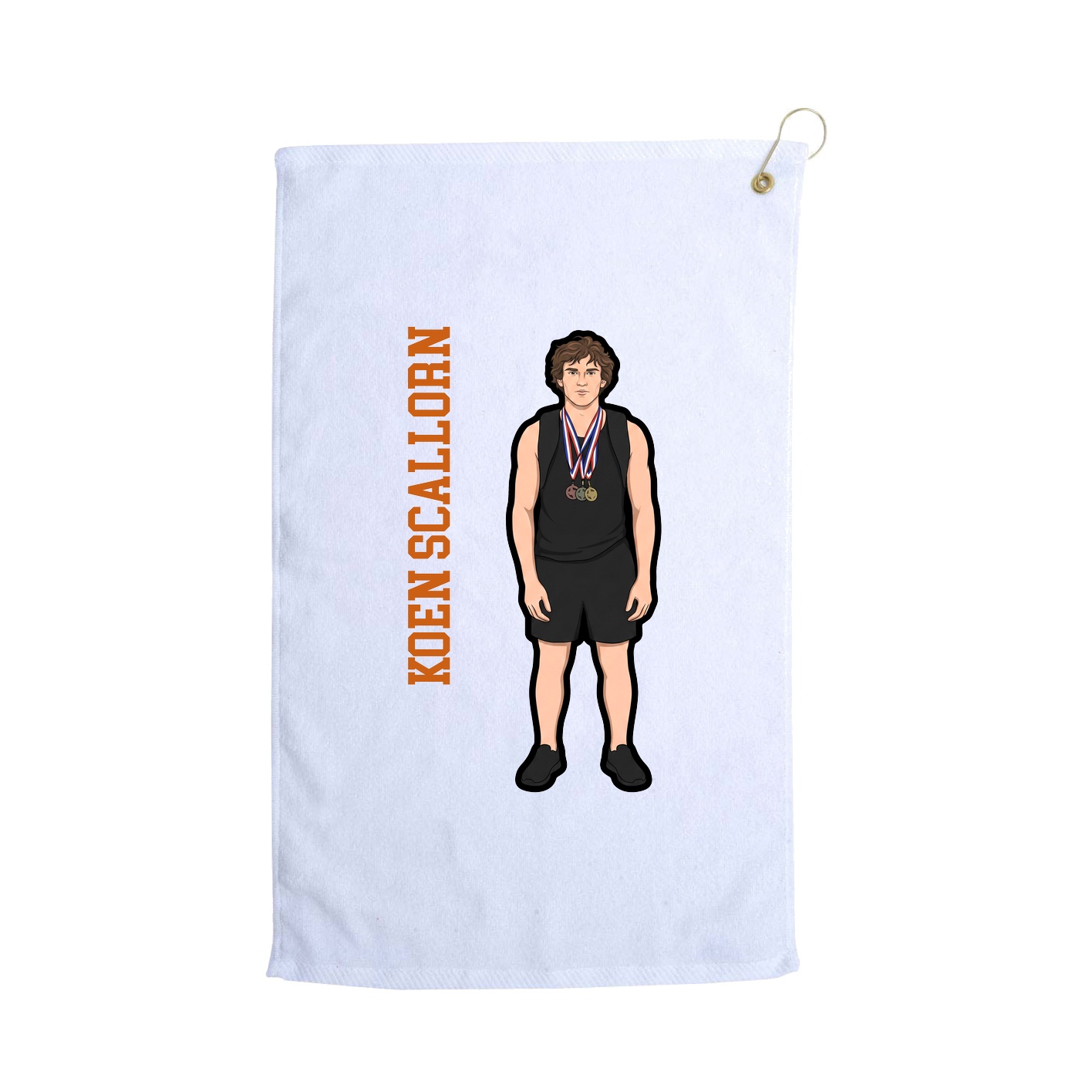 Golf Towel — Name Vertical in White