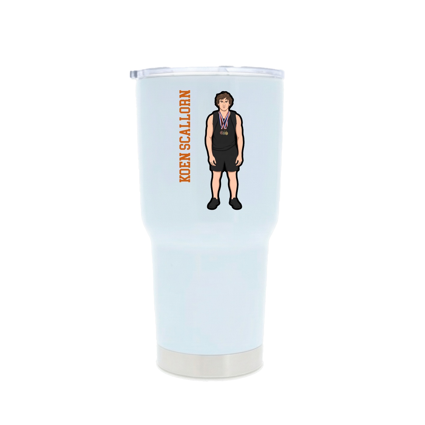 30oz Stainless Steel Tumbler — Name Vertical in White