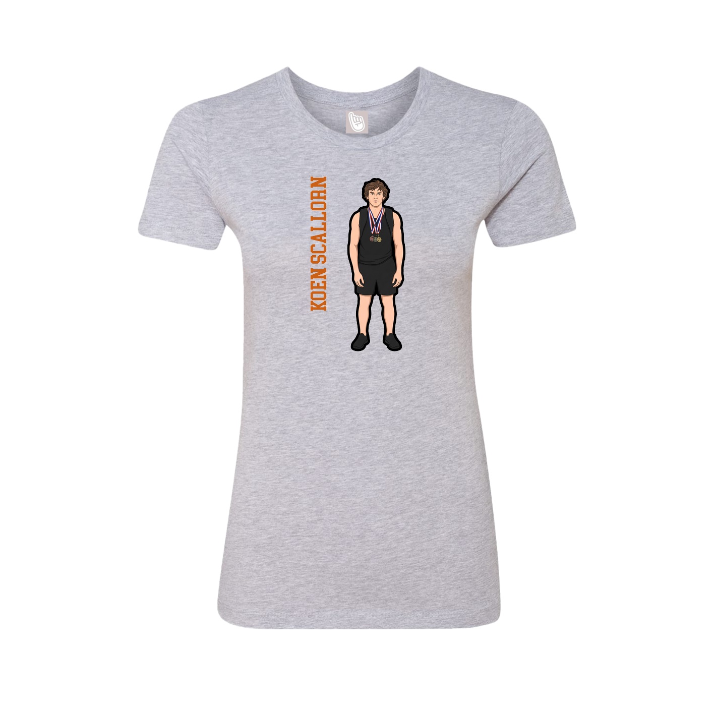 Womens Tee — Name Vertical in Grey