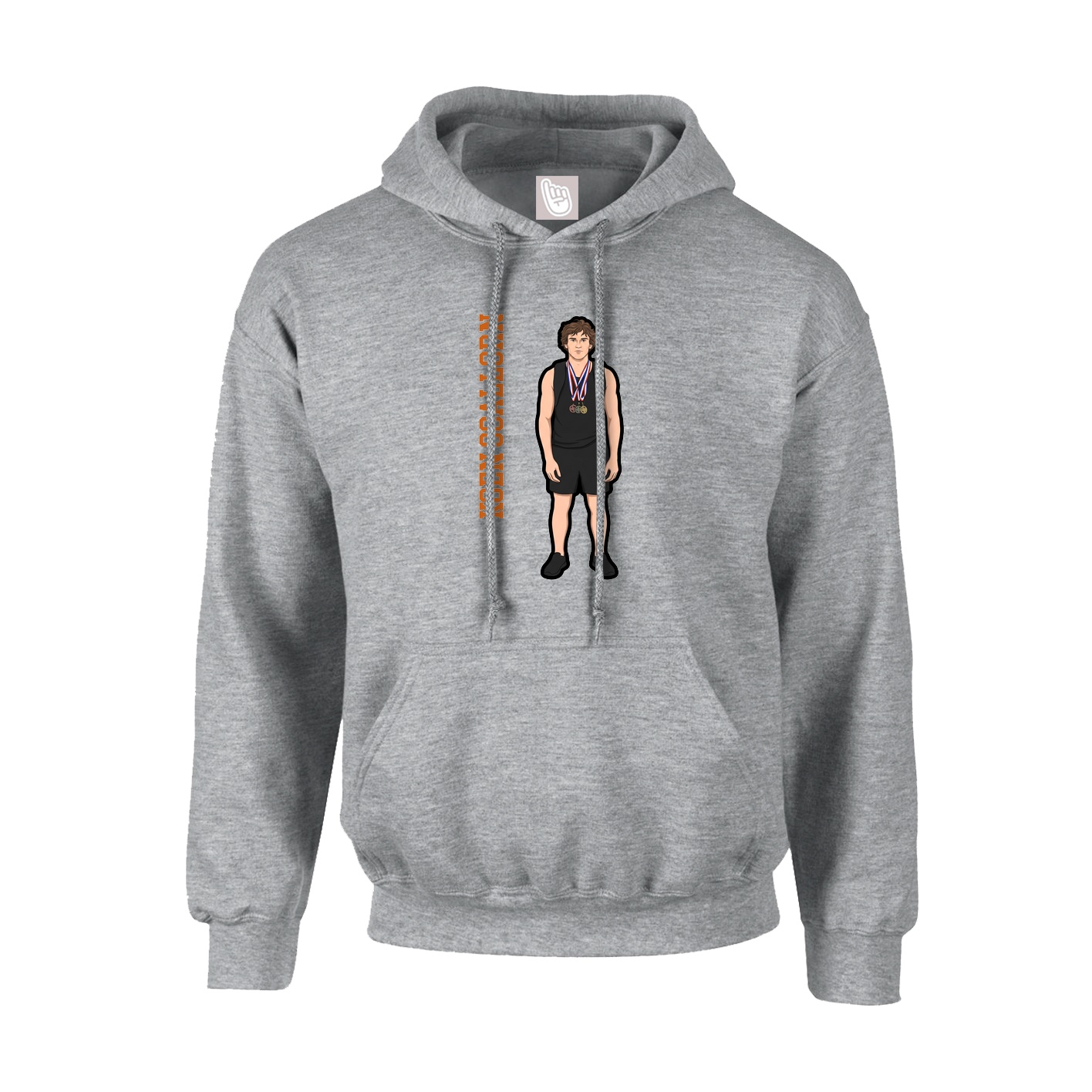 Hoodie — Name Vertical in Grey