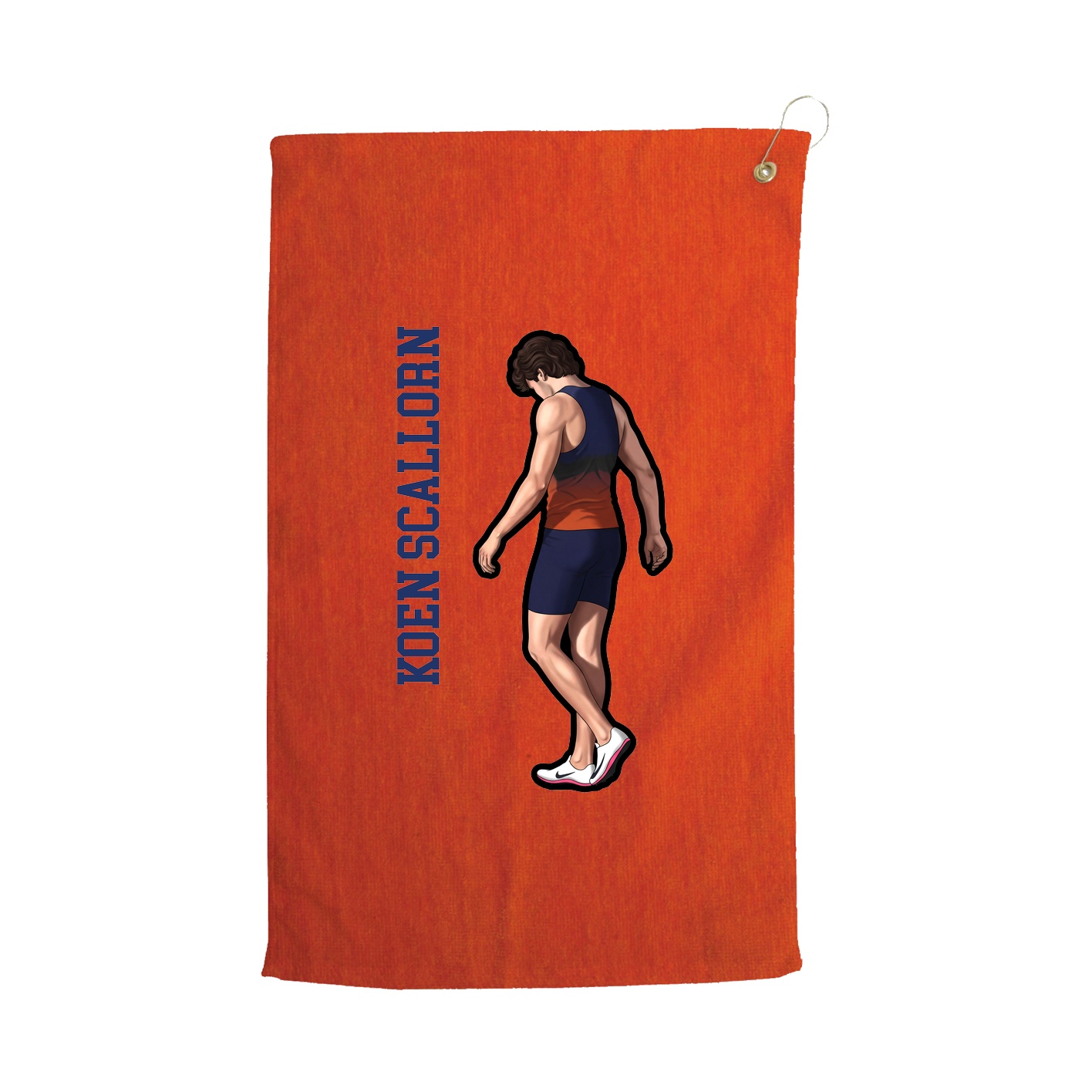 Golf Towel — Name Vertical in Orange