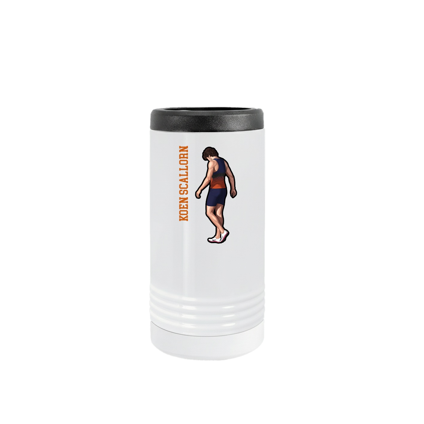 Slim Beverage Holder — Name Vertical in White