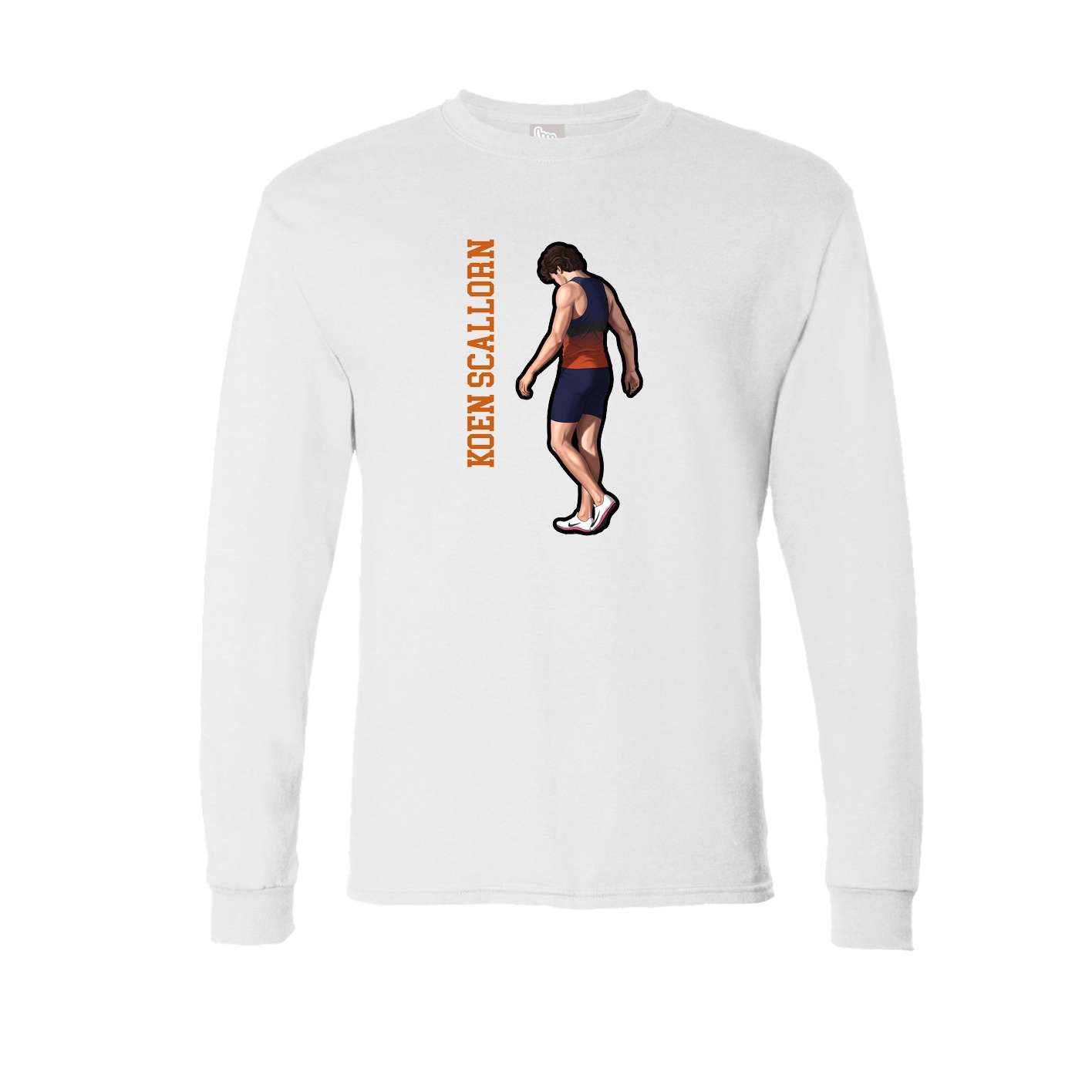 Long Sleeve Tee — Name Vertical in White