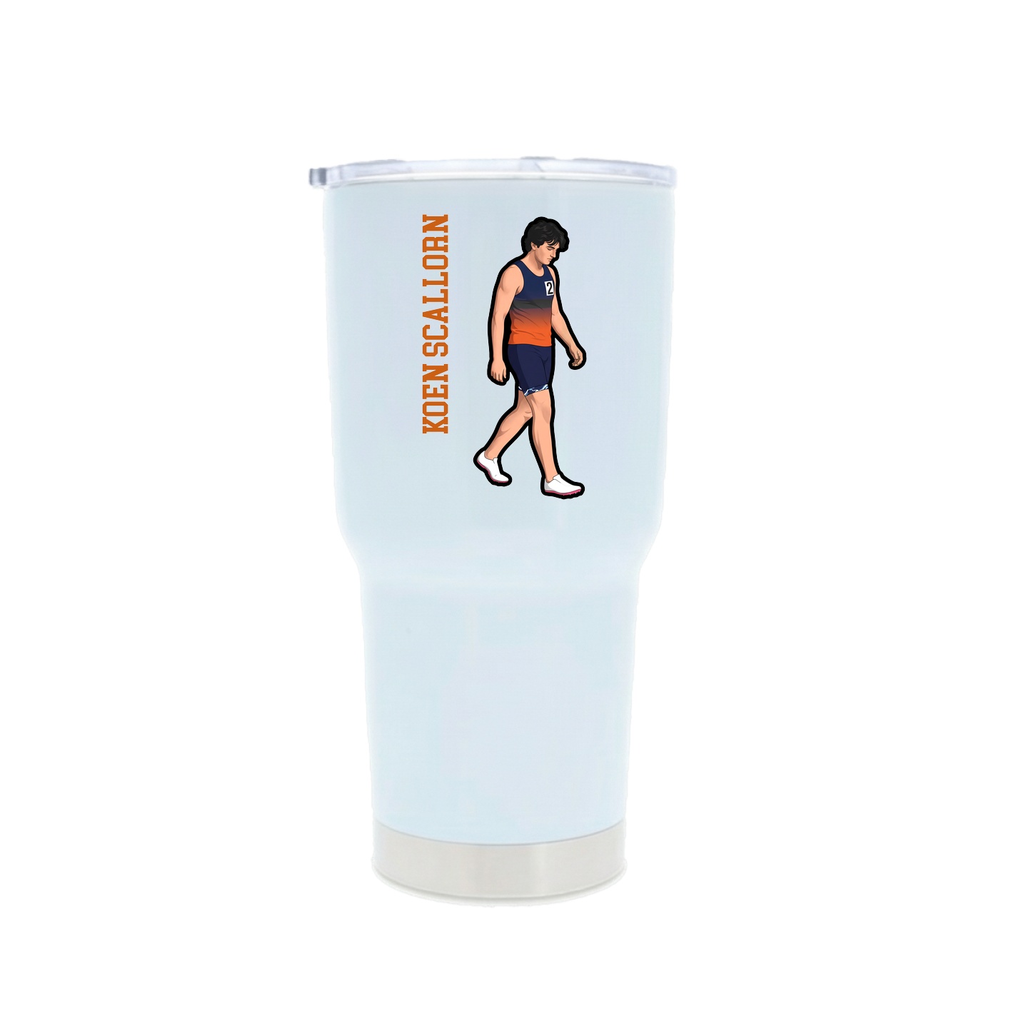 30oz Stainless Steel Tumbler — Name Vertical in White