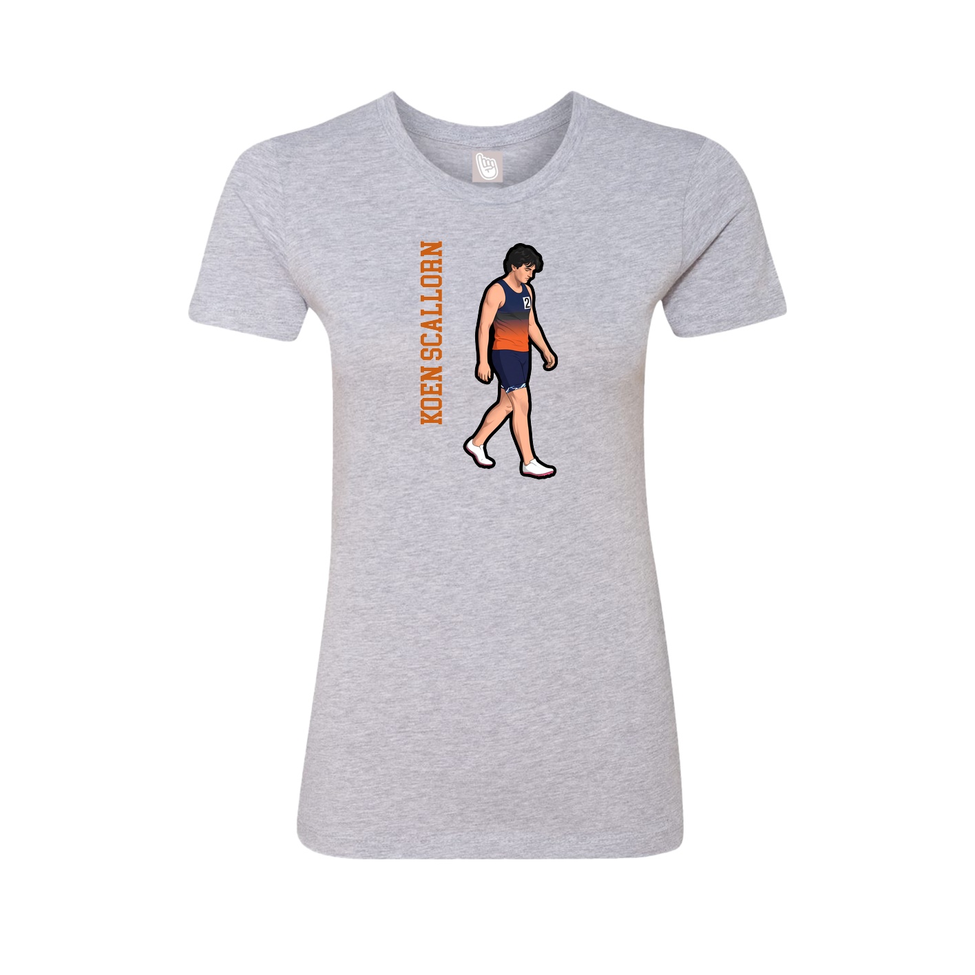 Fitted Women's Tee — Name Vertical in Grey
