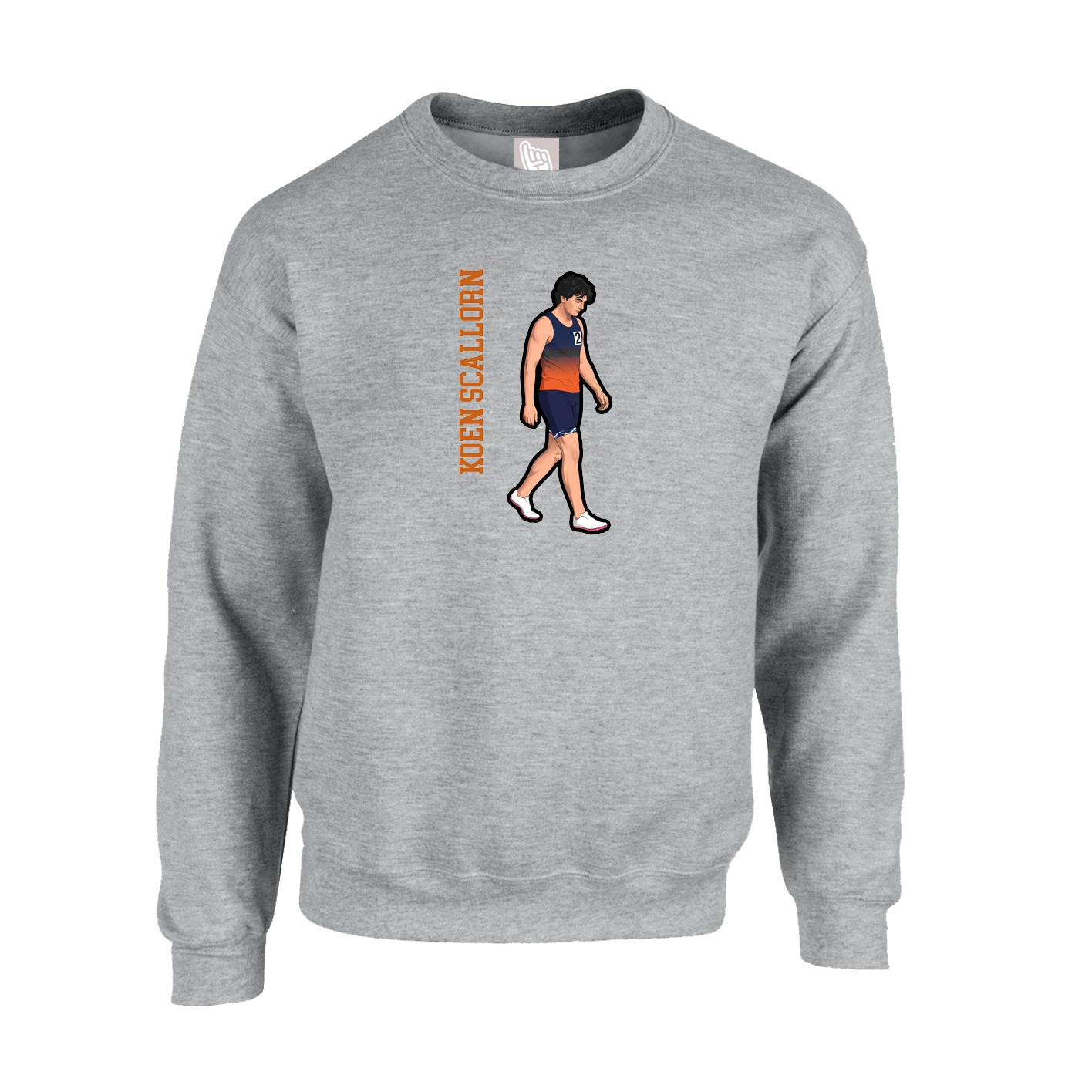 Fleece Crew — Name Vertical in Grey