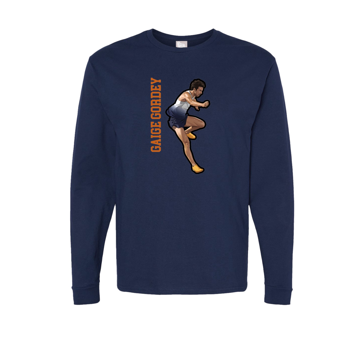 Long Sleeve Tee — Name Vertical in Navy