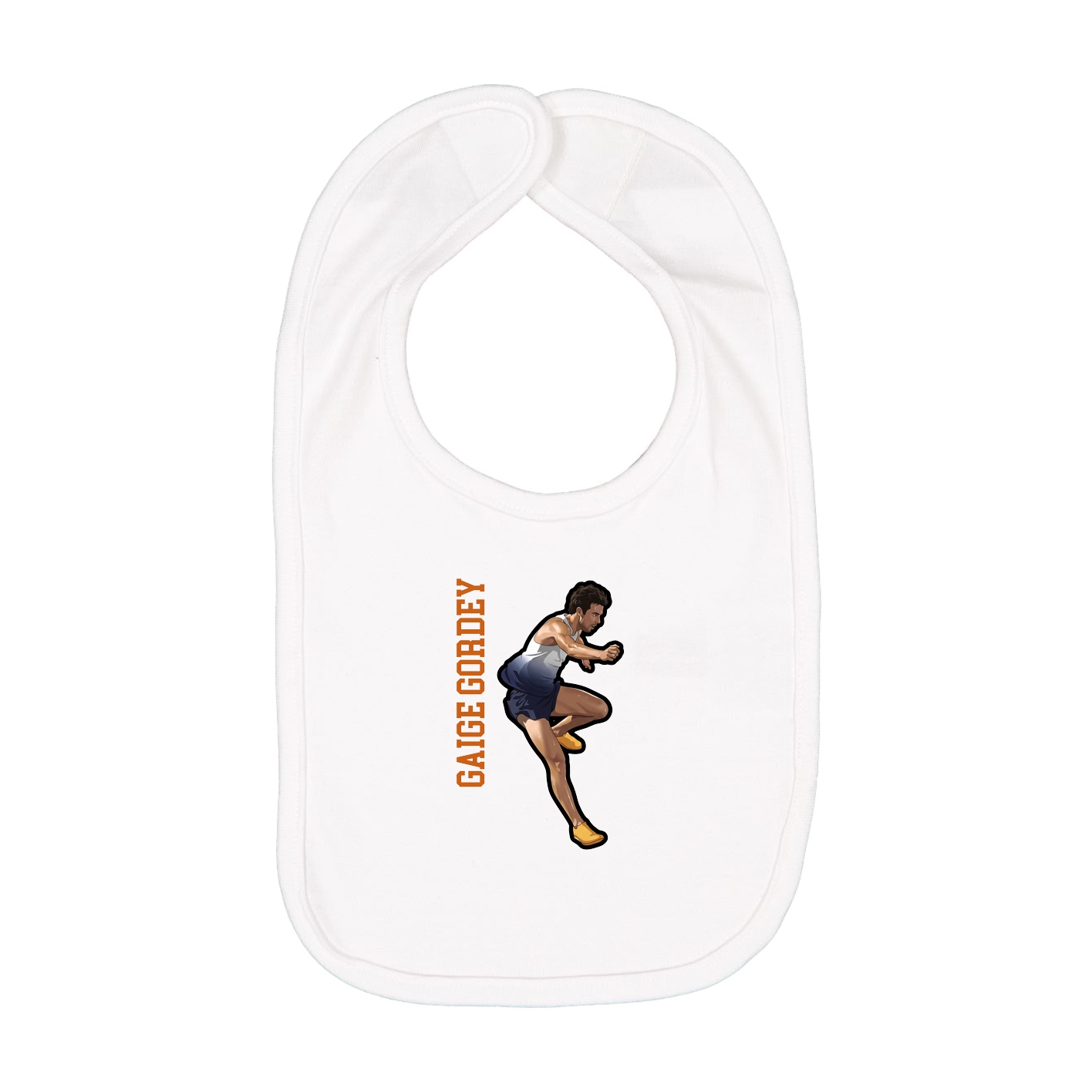 Infant Bib — Name Vertical in White
