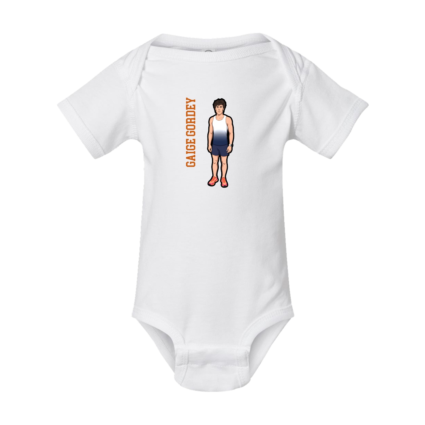 Baby Onesie — Name Vertical in White