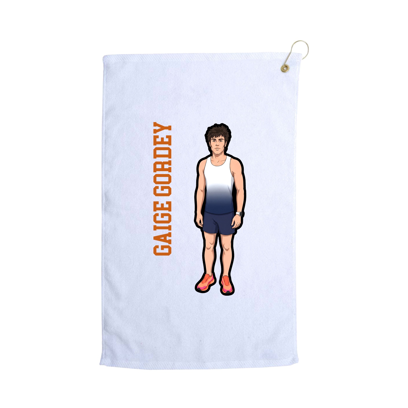 Golf Towel — Name Vertical in White