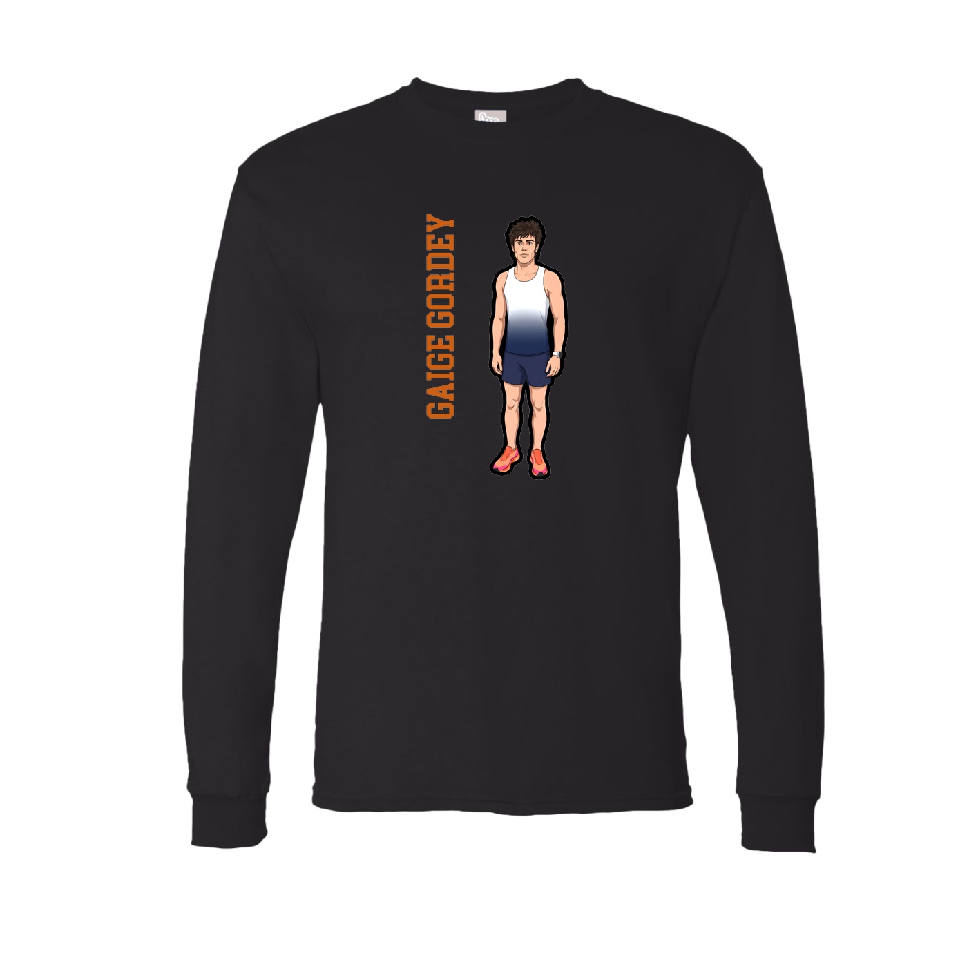 Long Sleeve Tee — Name Vertical in Black