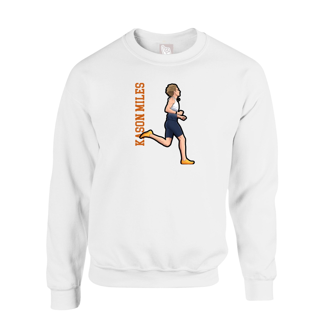 Fleece Crew — Name Vertical in White