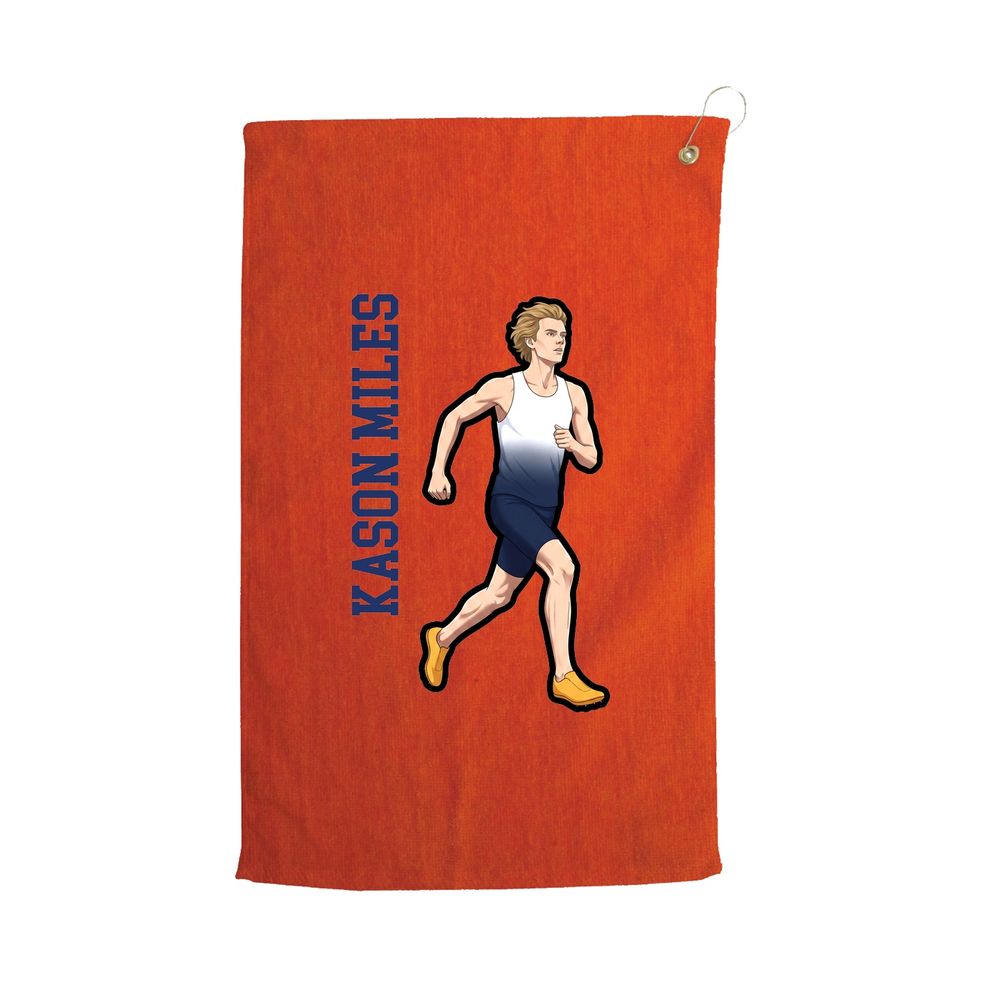 Golf Towel — Name Vertical in Orange