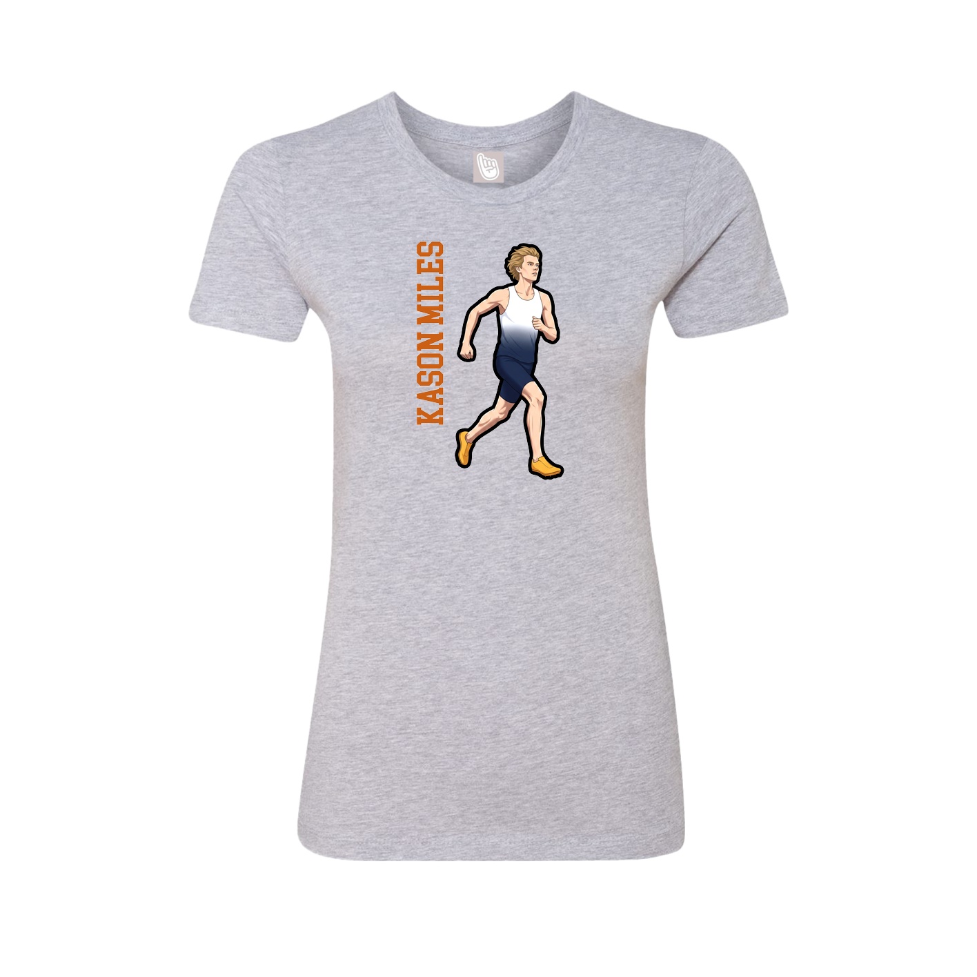 Fitted Women's Tee — Name Vertical in Grey