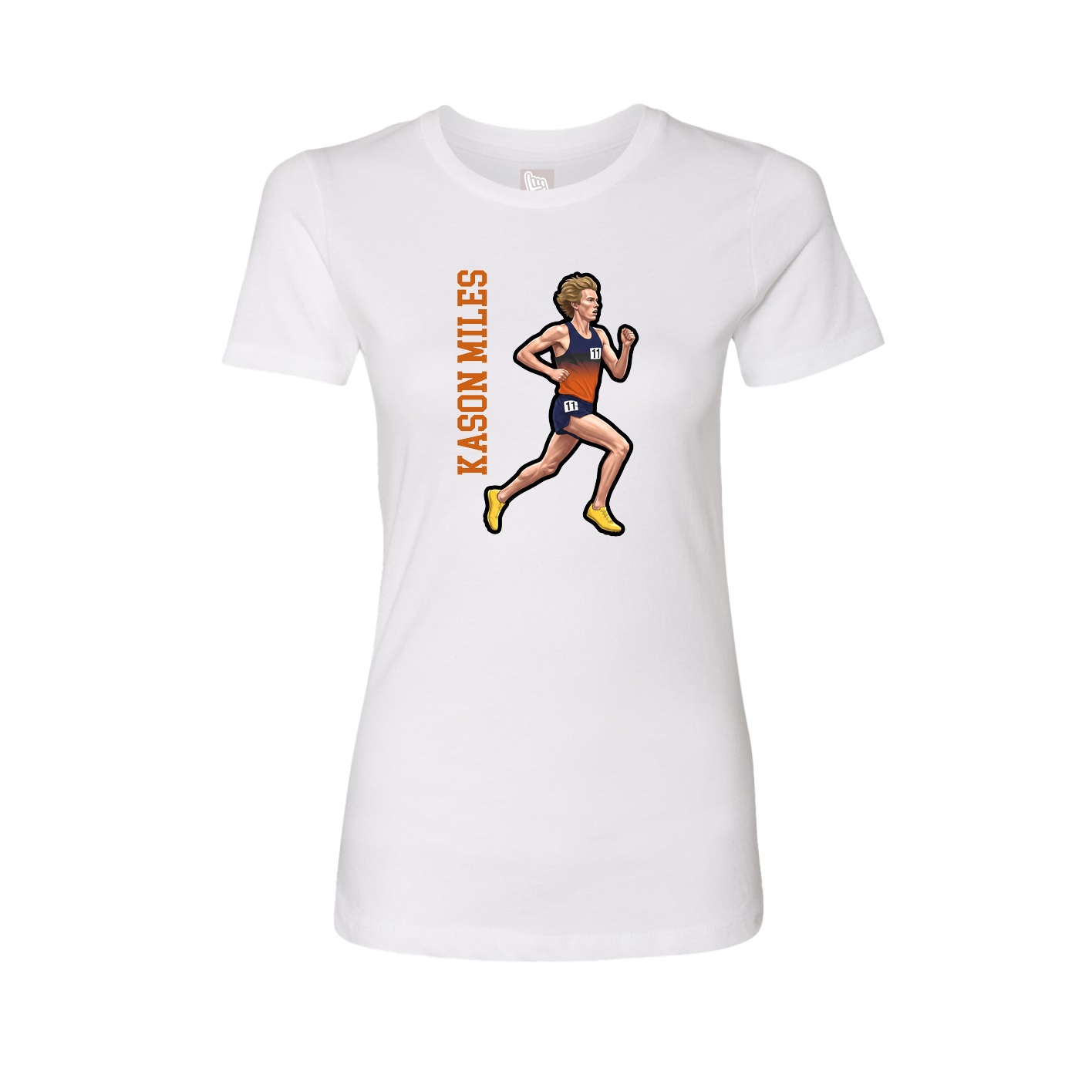 Fitted Women's Tee — Name Vertical in White