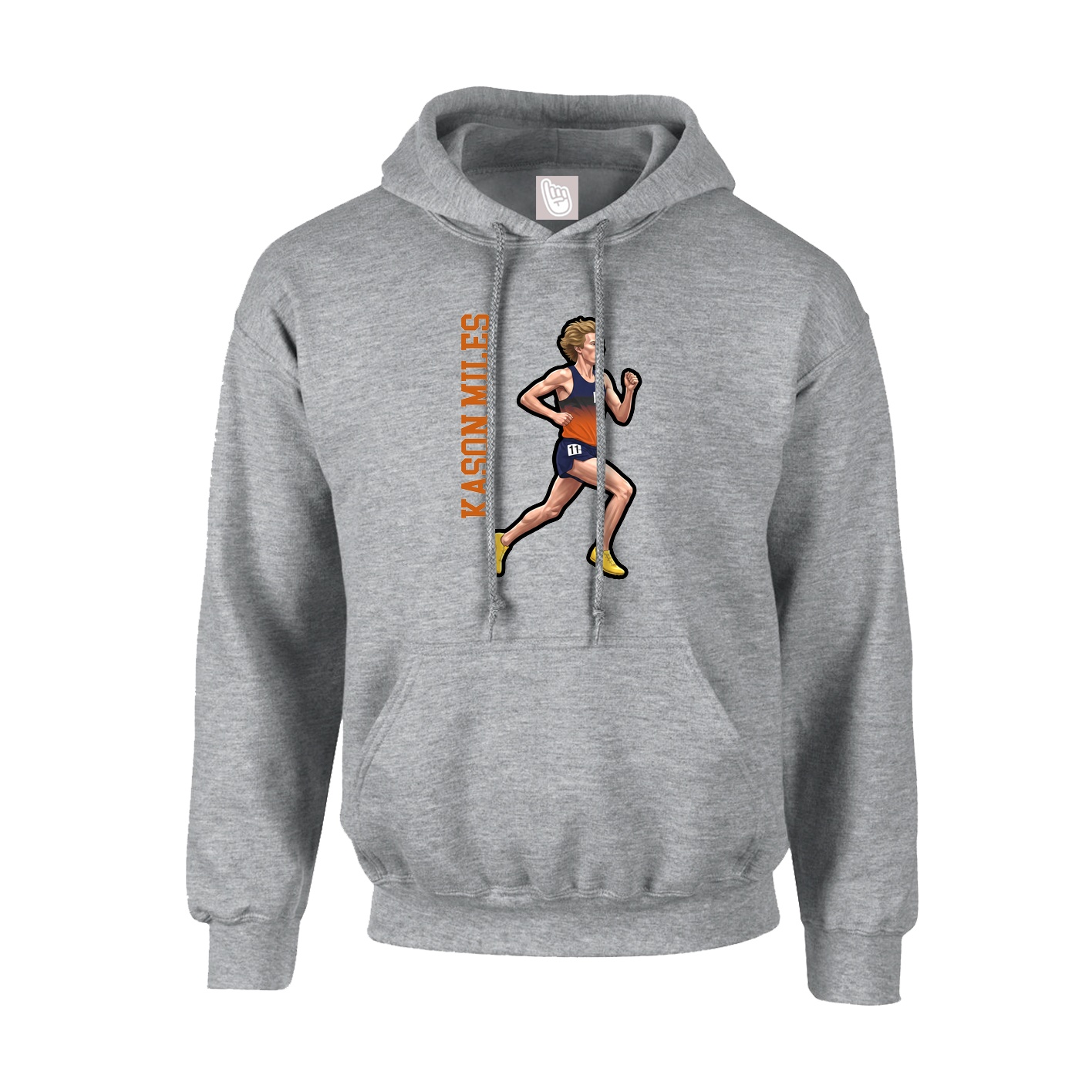 Youth Hoodie — Name Vertical in Grey