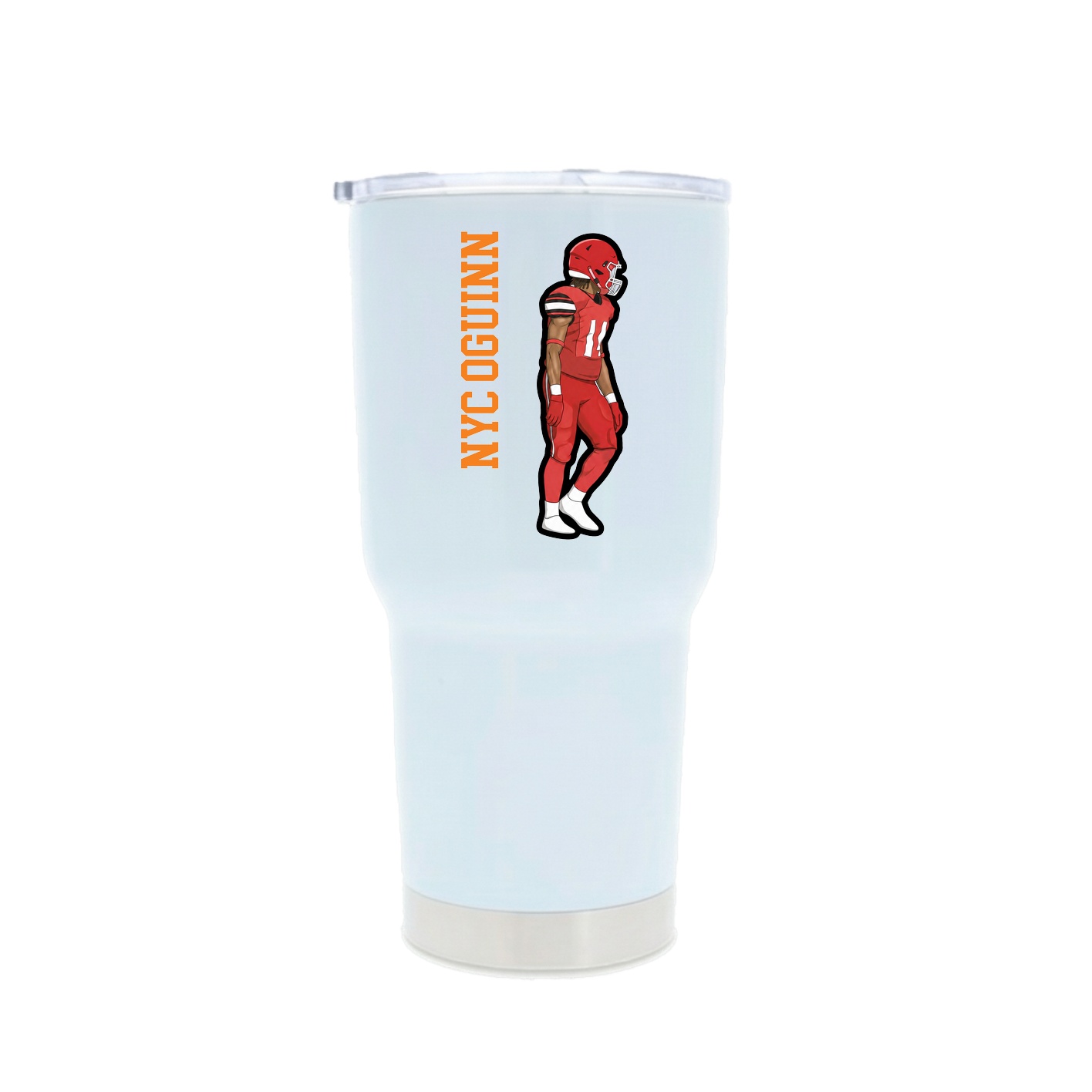 30oz Stainless Steel Tumbler — Name Vertical in White