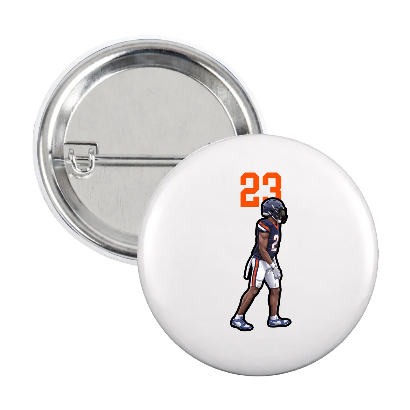 Game Day Button — Number Top in White