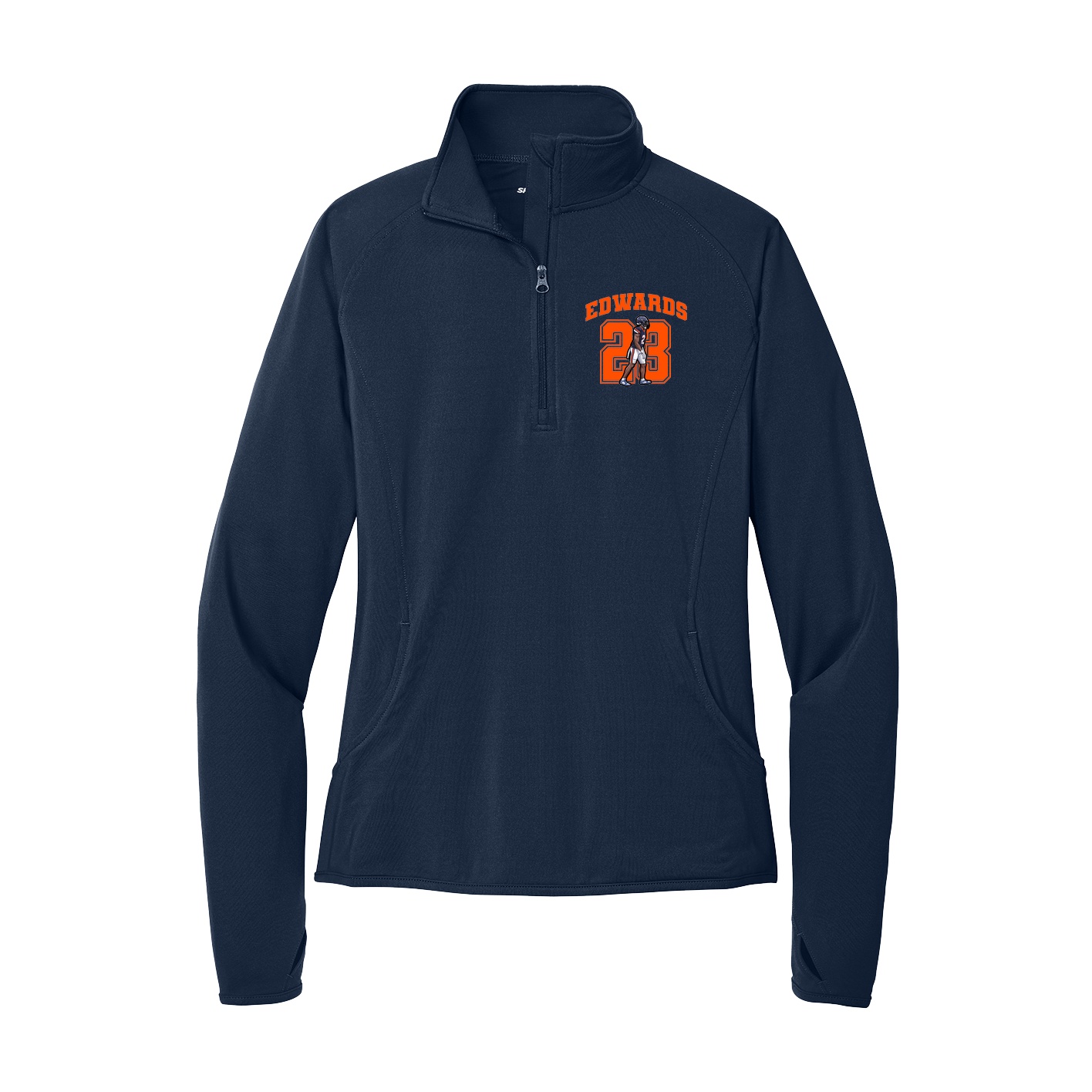 Women's Q-Zip Pullover — Number in Navy