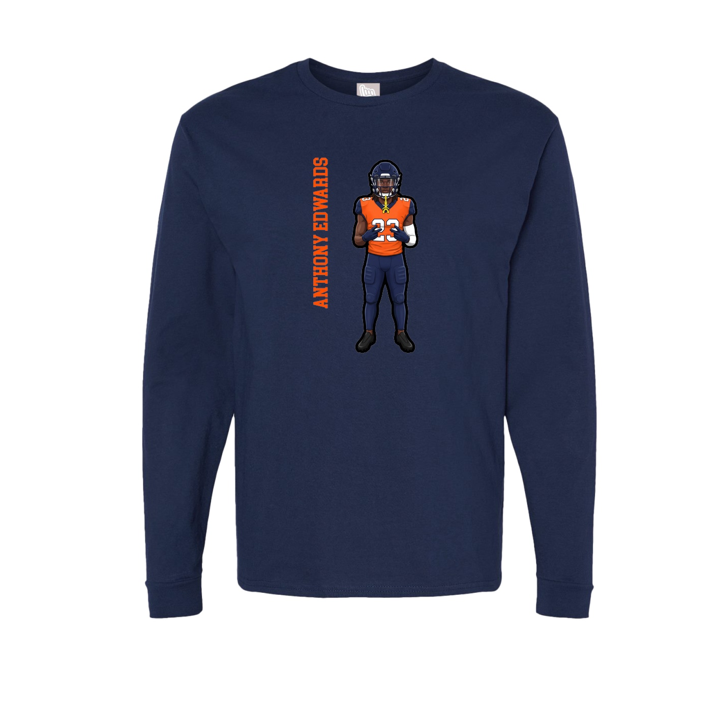 Long Sleeve Tee — Name Vertical in Navy