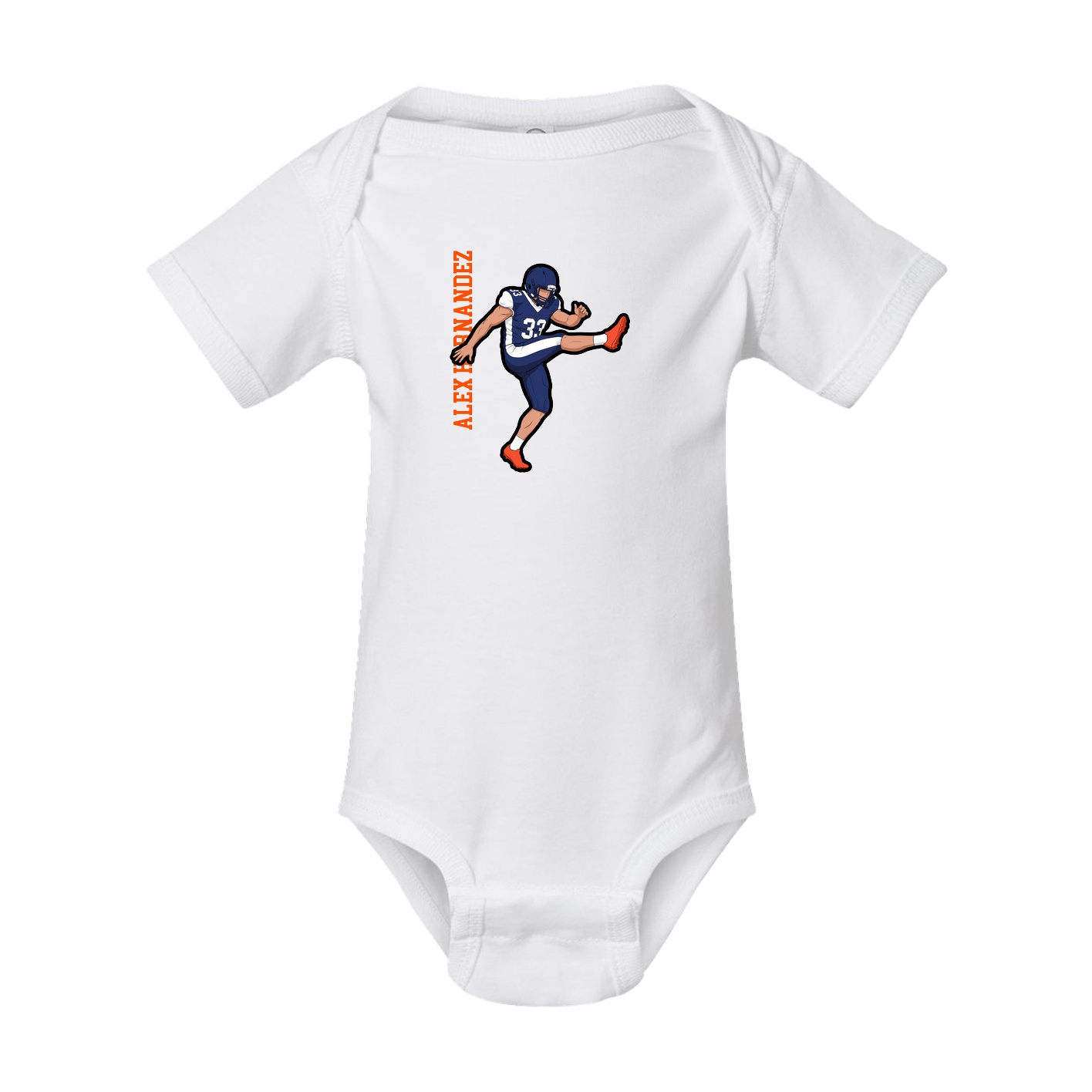 Baby Onesie — Name Vertical in White