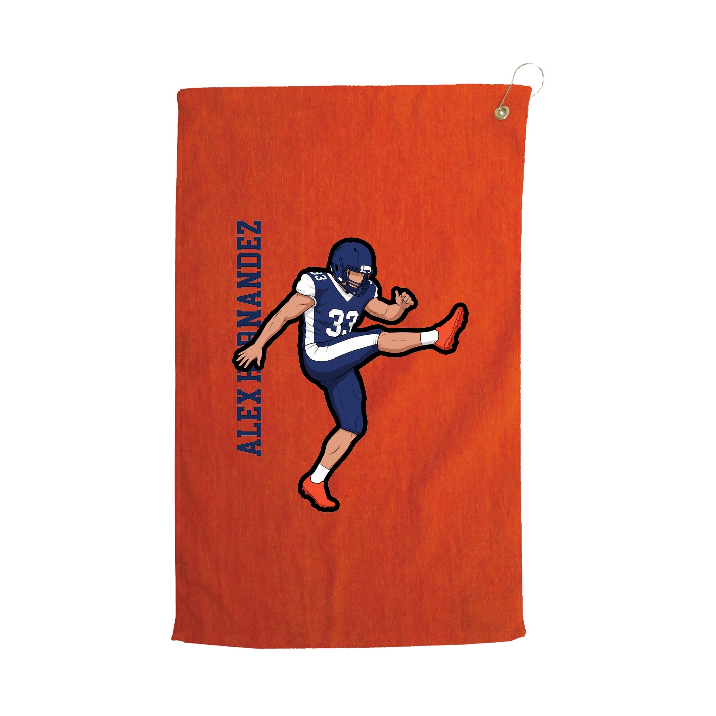 Golf Towel — Name Vertical in Orange