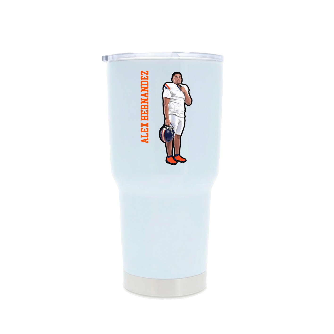 30oz Stainless Steel Tumbler — Name Vertical in White
