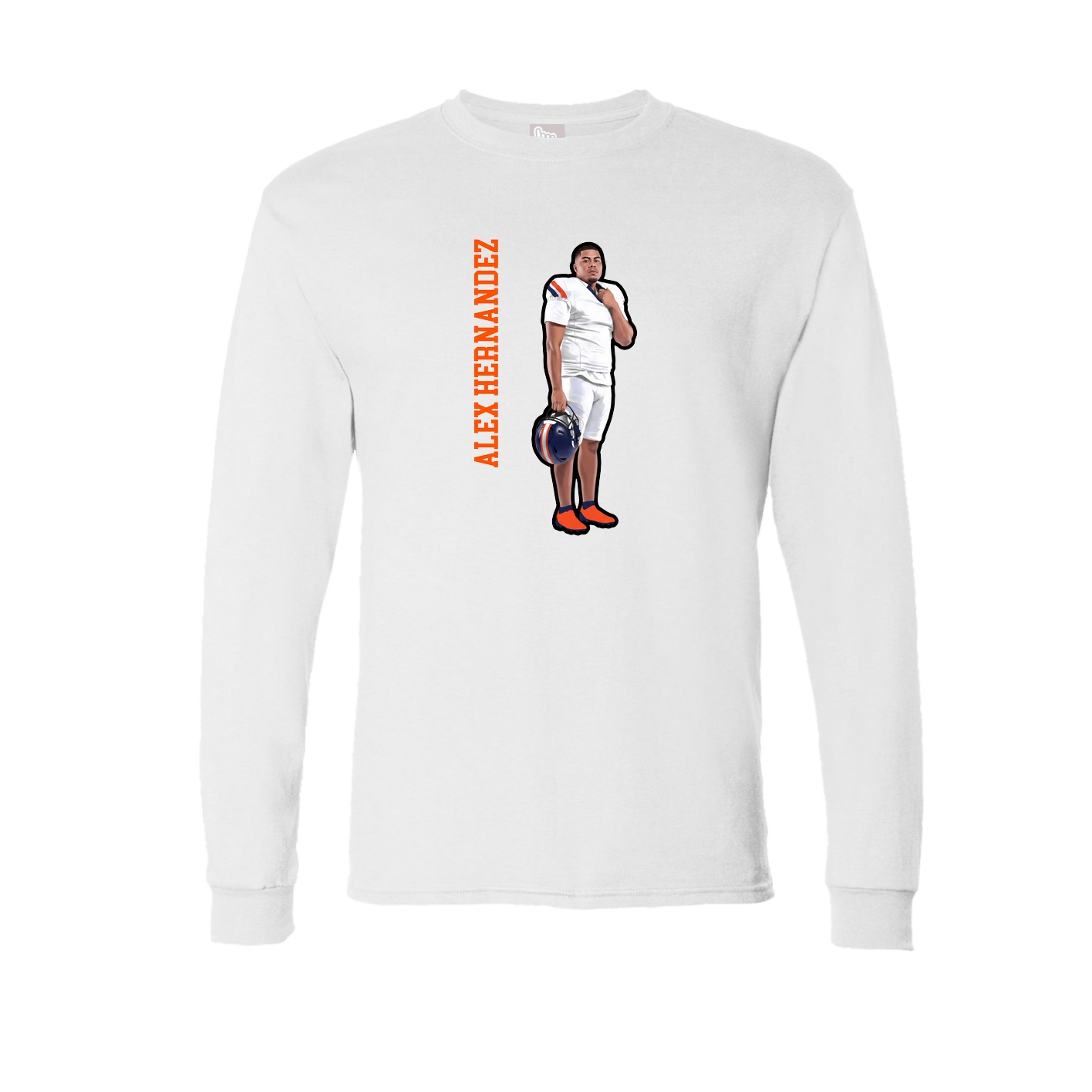 Long Sleeve Tee — Name Vertical in White
