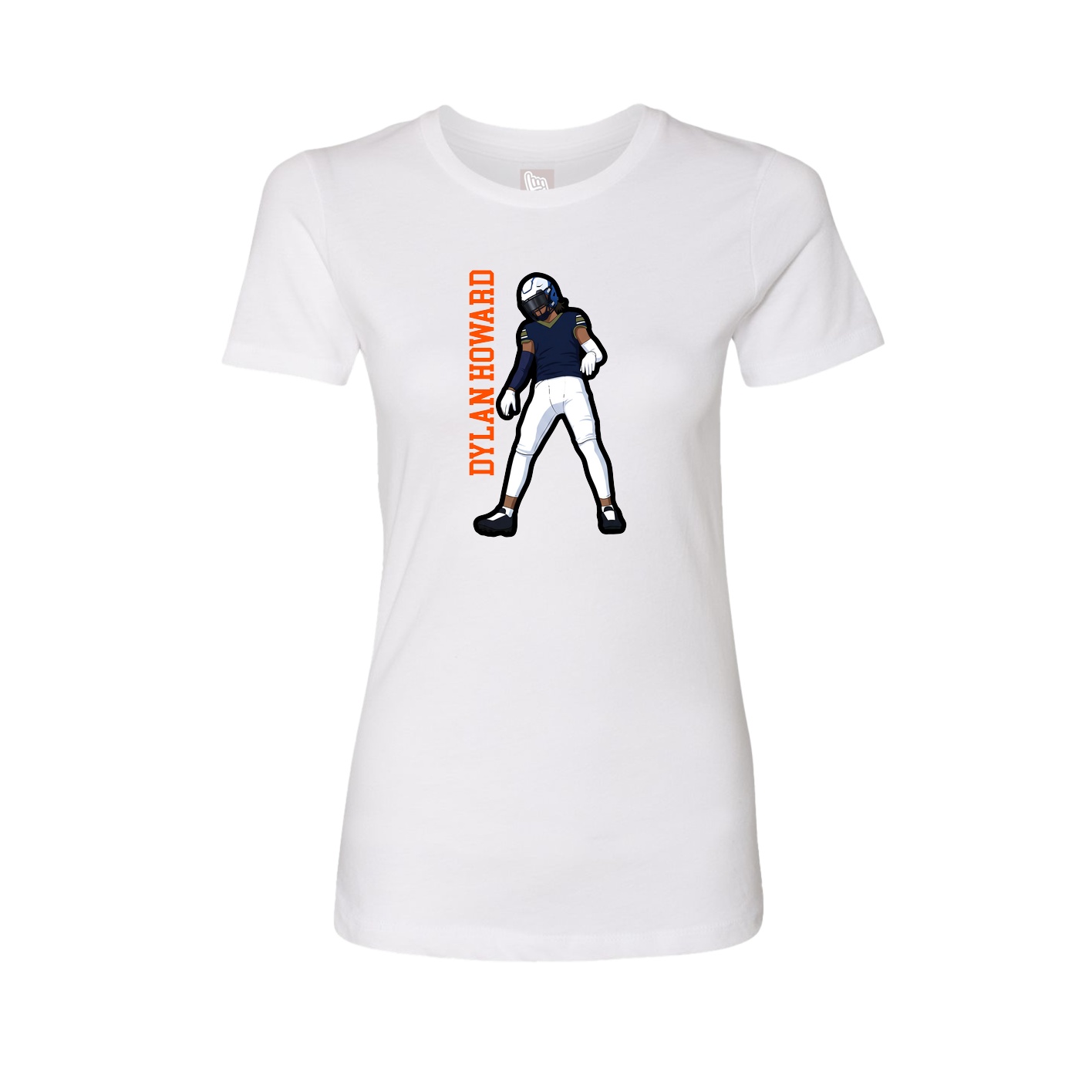 Fitted Women's Tee — Name Vertical in White