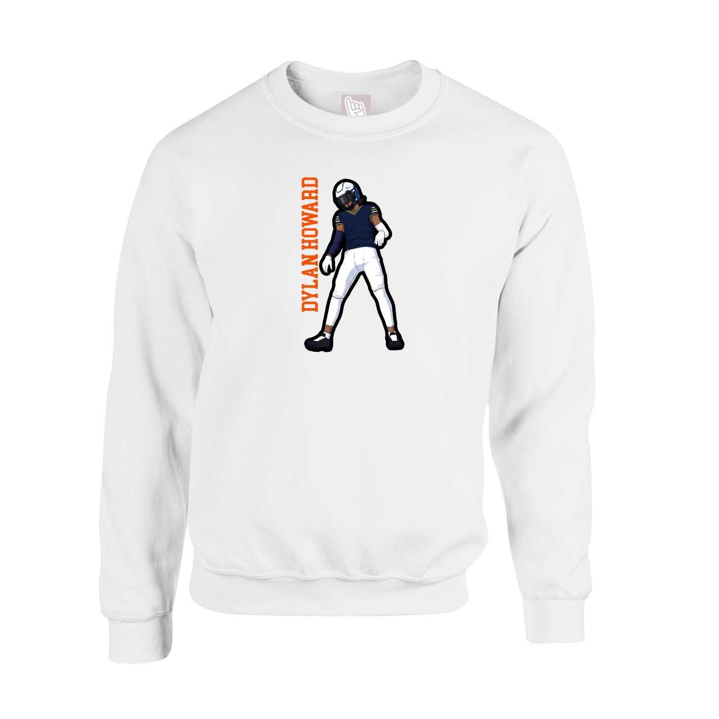 Fleece Crew — Name Vertical in White