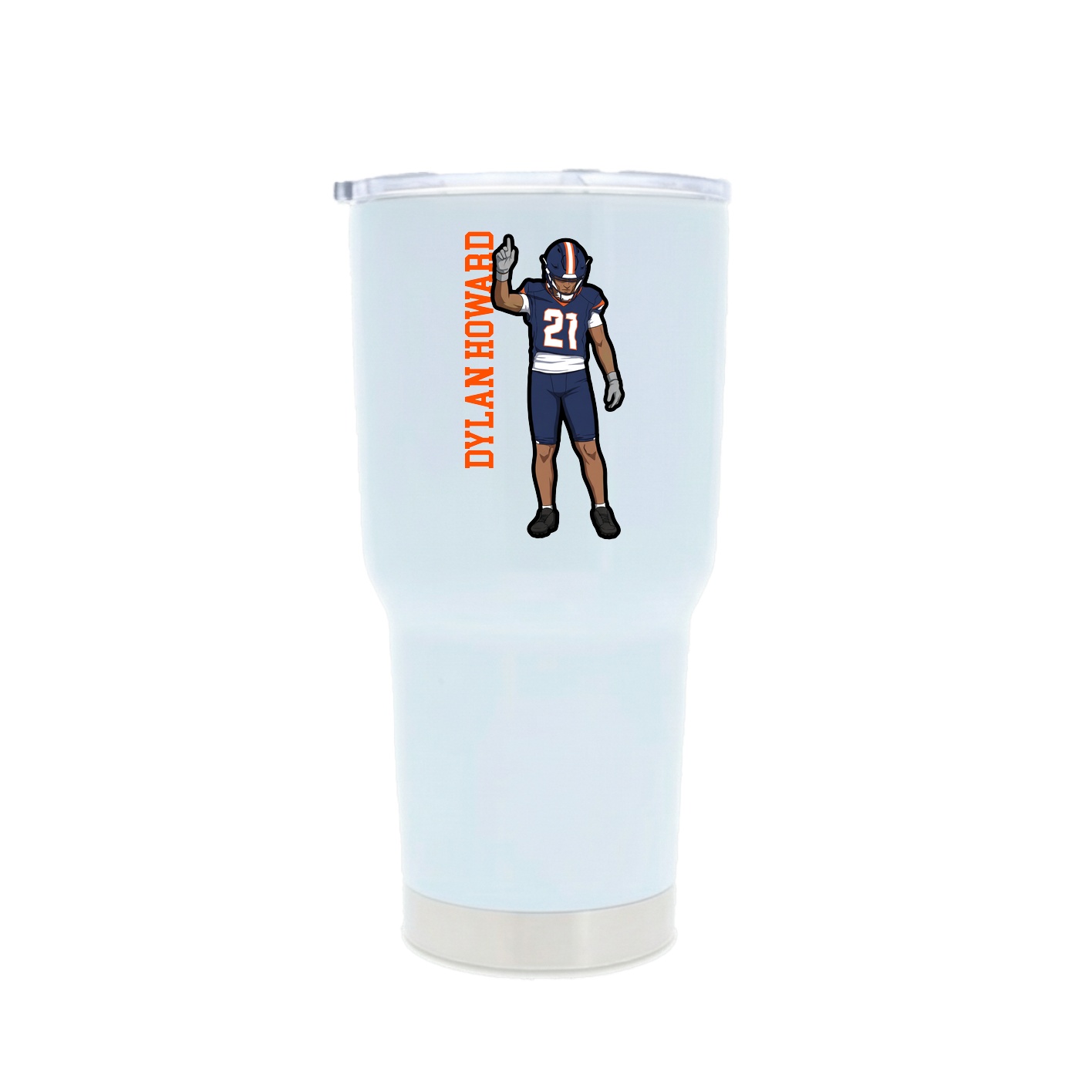 30oz Stainless Steel Tumbler — Name Vertical in White