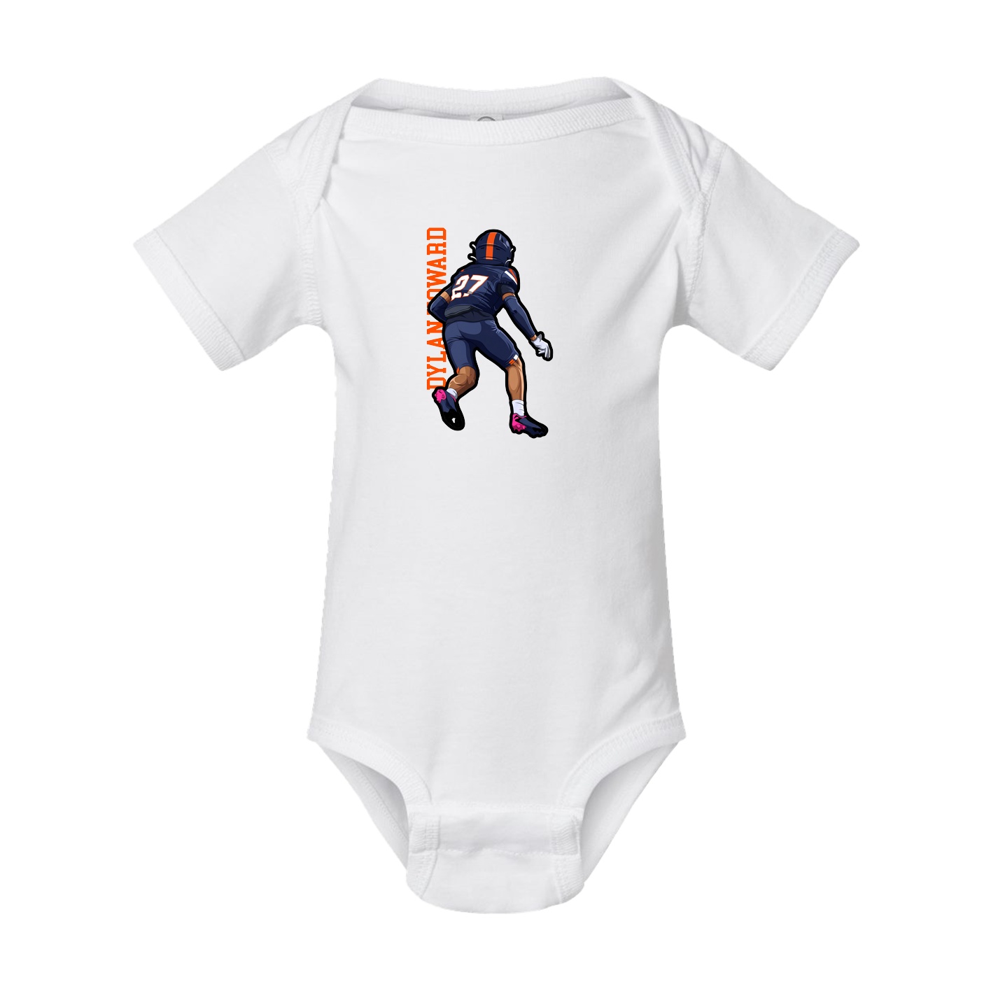 Baby Onesie — Name Vertical in White