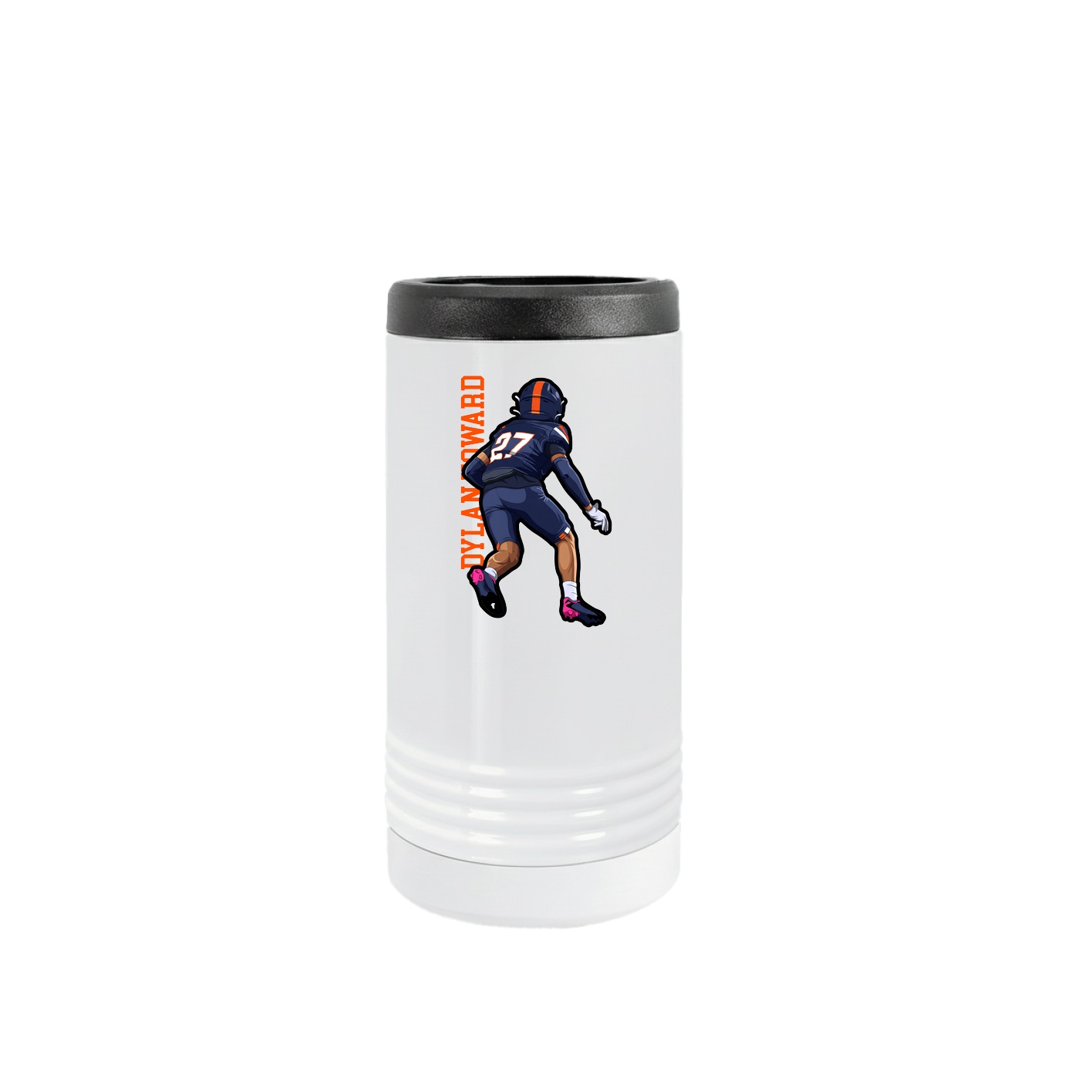 Slim Beverage Holder — Name Vertical in White