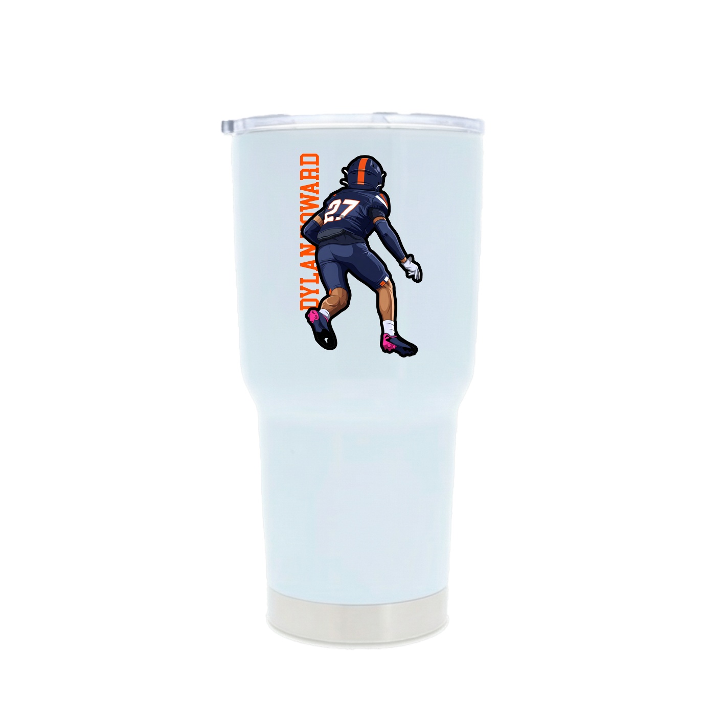 30oz Stainless Steel Tumbler — Name Vertical in White