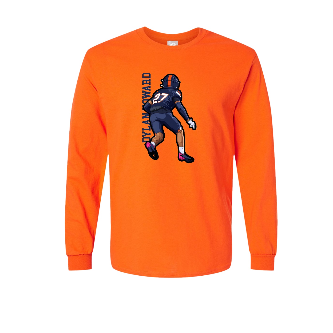 Long Sleeve Tee — Name Vertical in Orange